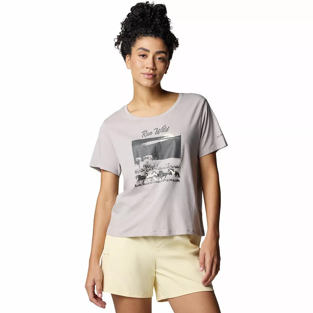 Women's Columbia Omni-WICK™ Ruby Springs Scoopneck Short Sleeve Graphic Tee, Size: Medium, Collegiate Blue Product Image