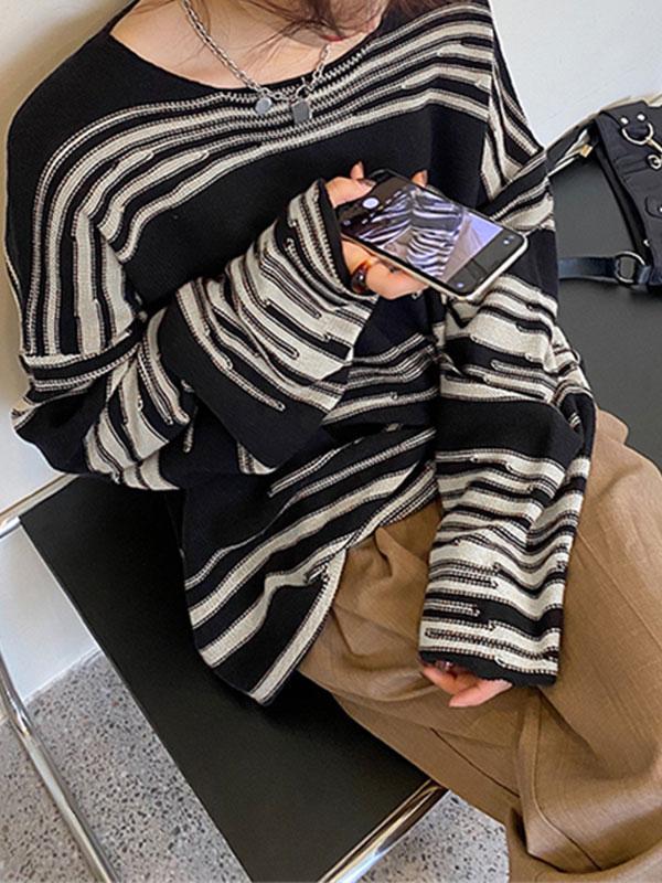 Oversized Stripe Jumper Knit Sweater Product Image