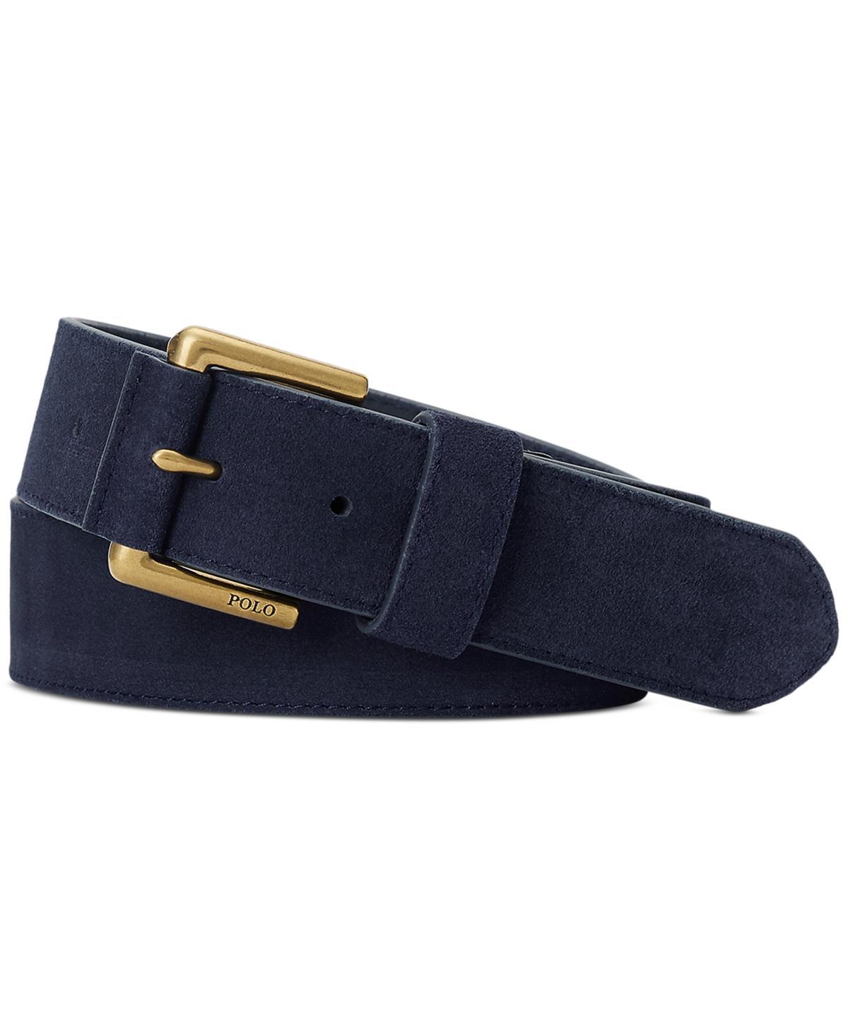 Mens Suede Debossed-Logo Belt Product Image