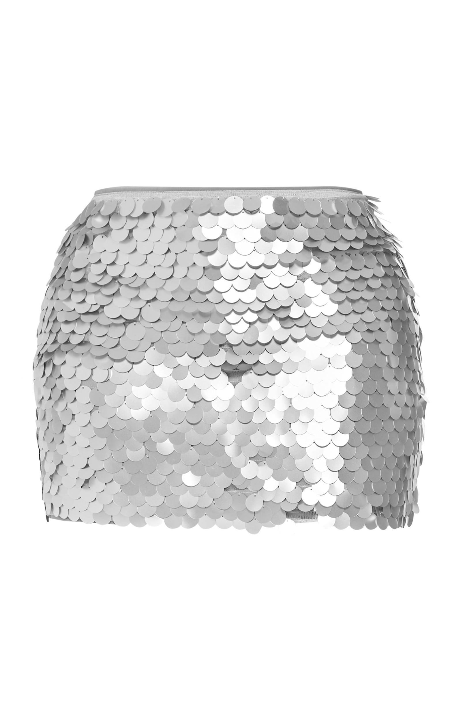 Shape Silver Disc Sequin Micro Mini Skirt Product Image