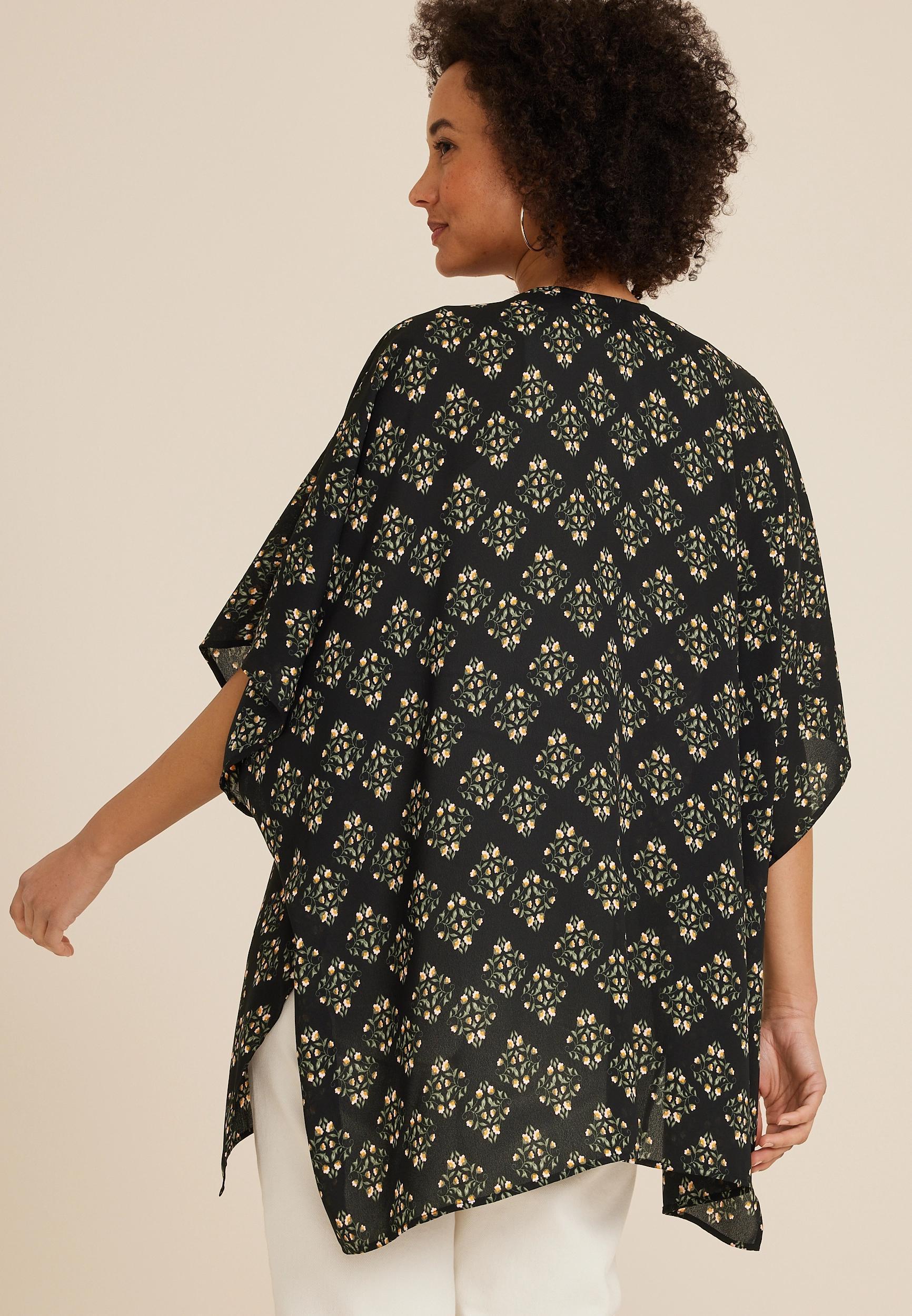 Black Floral Medallion Kimono Product Image