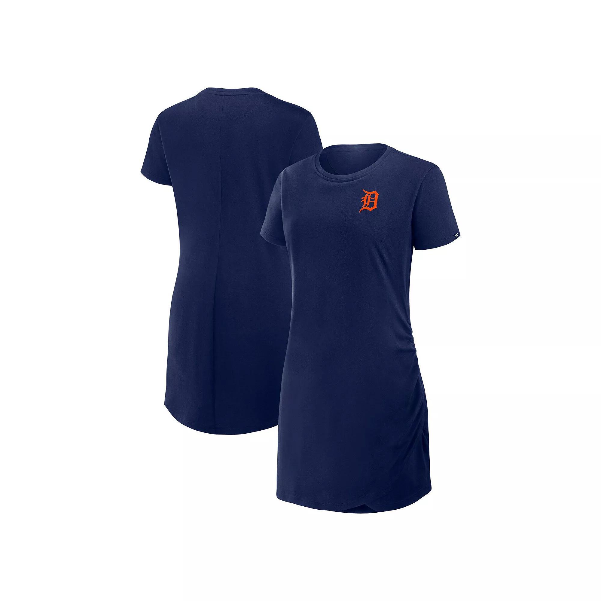 Women's Fanatics Navy Detroit Tigers Ruched Drape T-Shirt Dress, Size: Medium, Blue Product Image