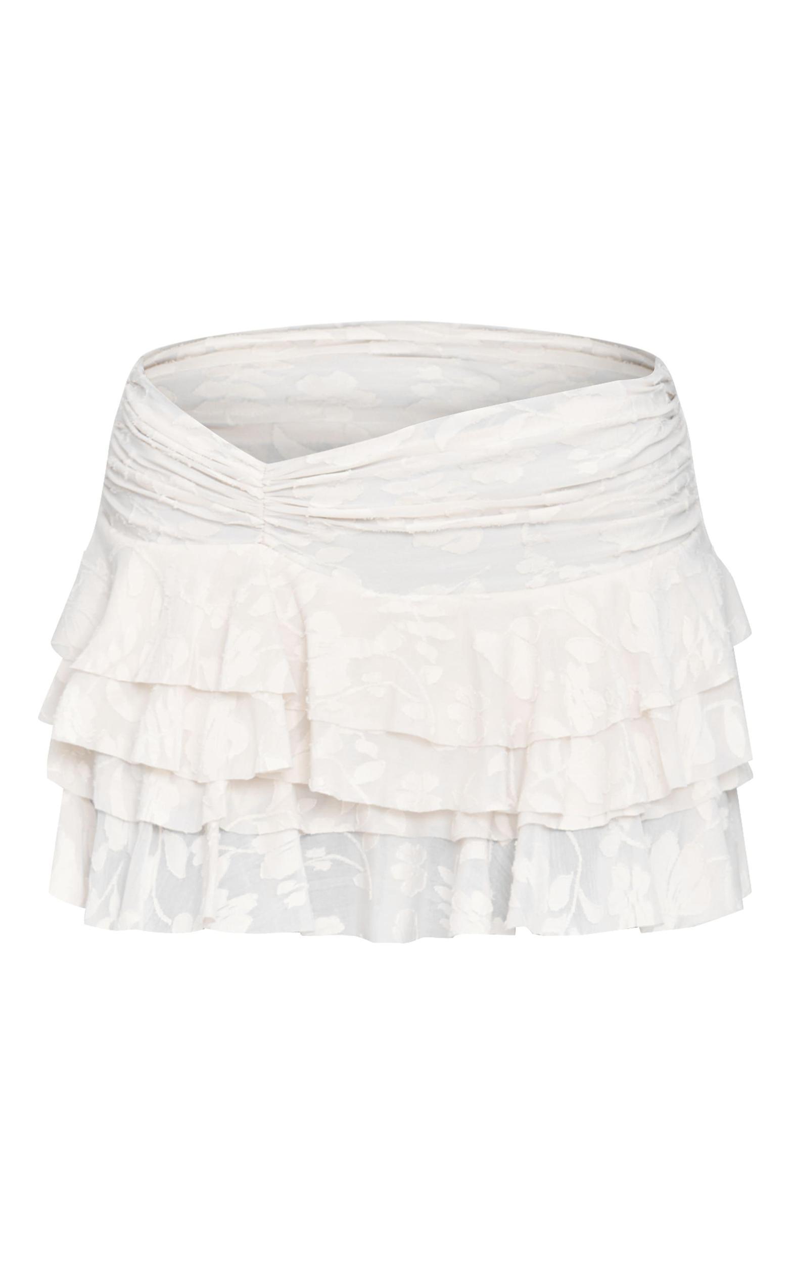 Cream Flocked Rara Low Rise Micro Mini Skort Product Image