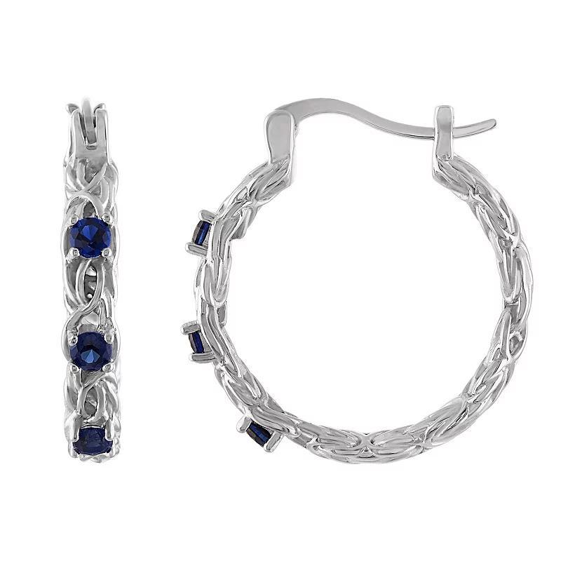 Designs by Gioelli Sterling Silver Gemstone Byzantine Hoop Earrings, Womens, Cr Red Product Image