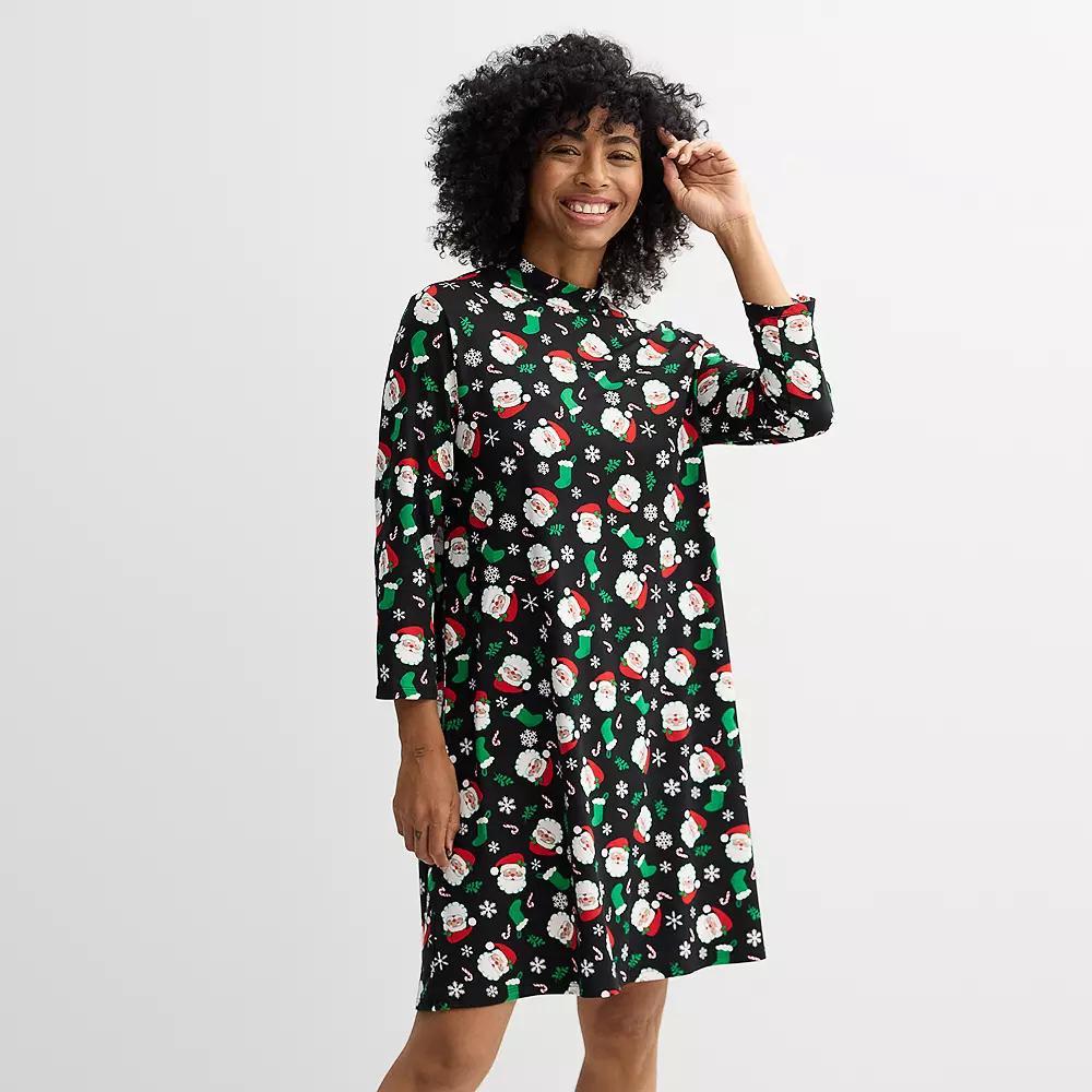 Women's Jollidays Long Sleeve Mock Neck Dress, Girl's, Size: Medium, Santas Product Image