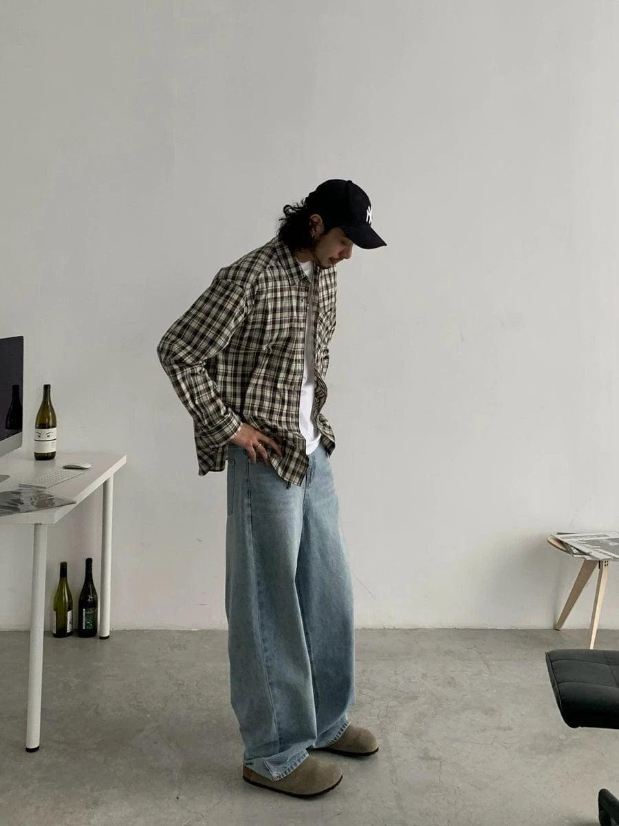 RT No. 18763 WASHED BLUE BAGGY DENIM JEANS Product Image