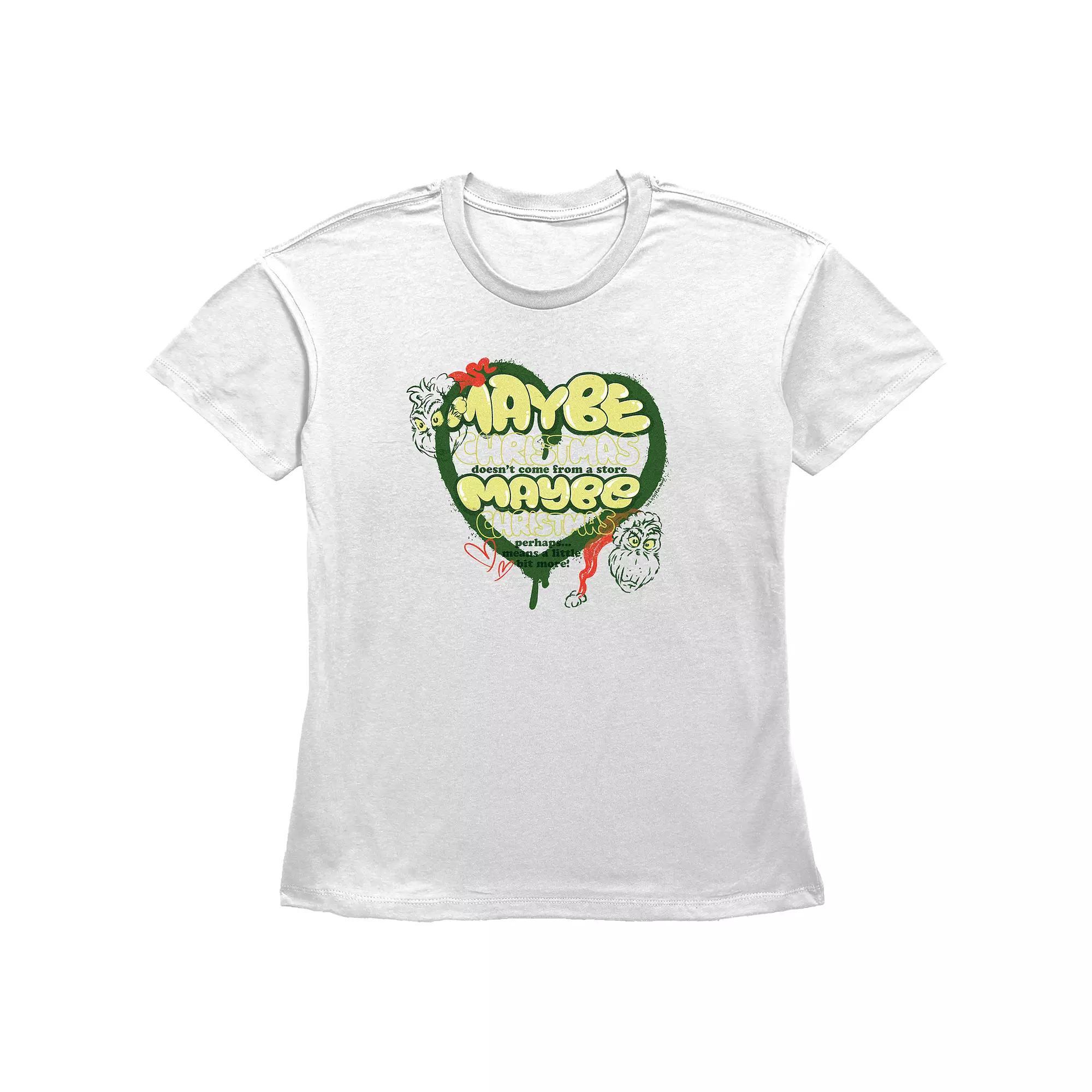 Women's Dr. Seuss Grinch Maybe Graphic Tee, Size: Small, White Product Image