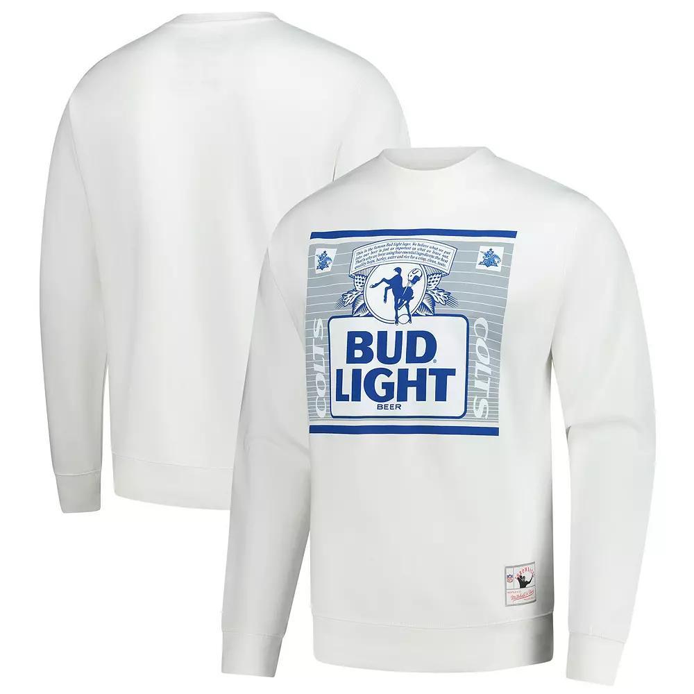 Men's Mitchell & Ness White Indianapolis Colts NFL x Bud Light The Crest Pullover Sweatshirt, Size: 3XL Product Image