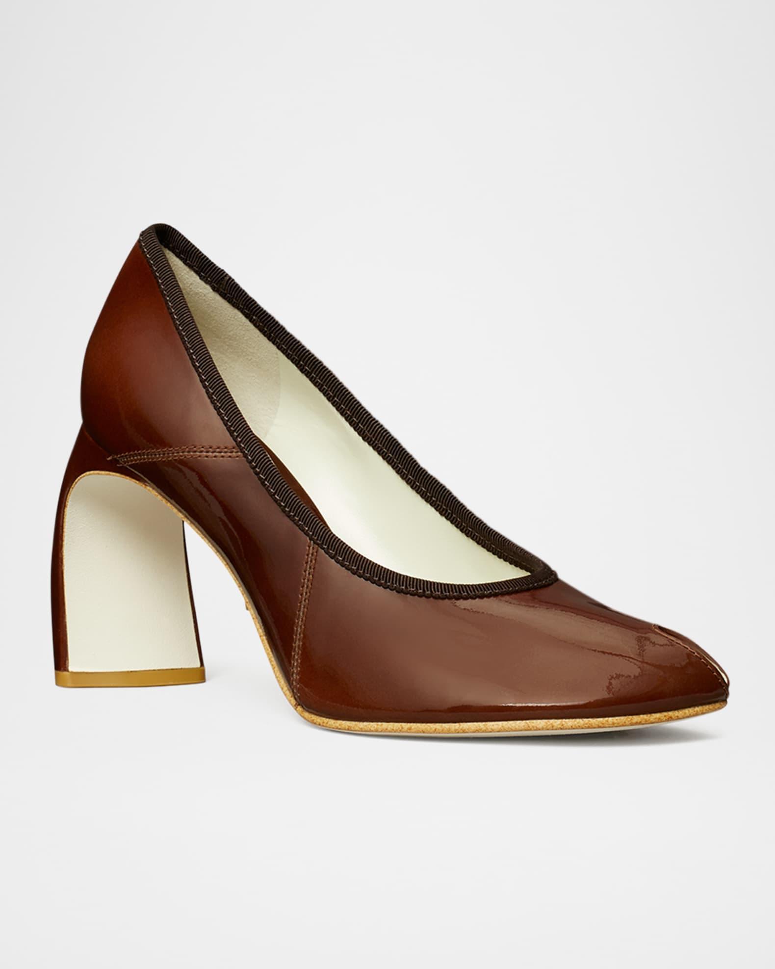 Leather Peep Toe Pumps Product Image