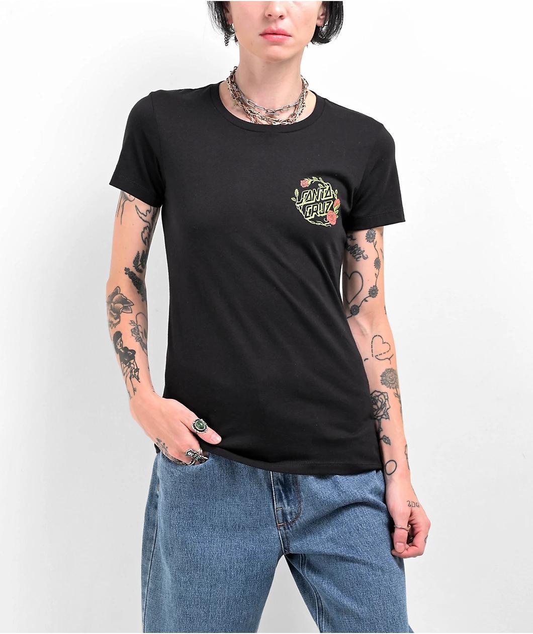 Pokemon & Santa Cruz Grass Type 1 Women's Black T-Shirt Product Image