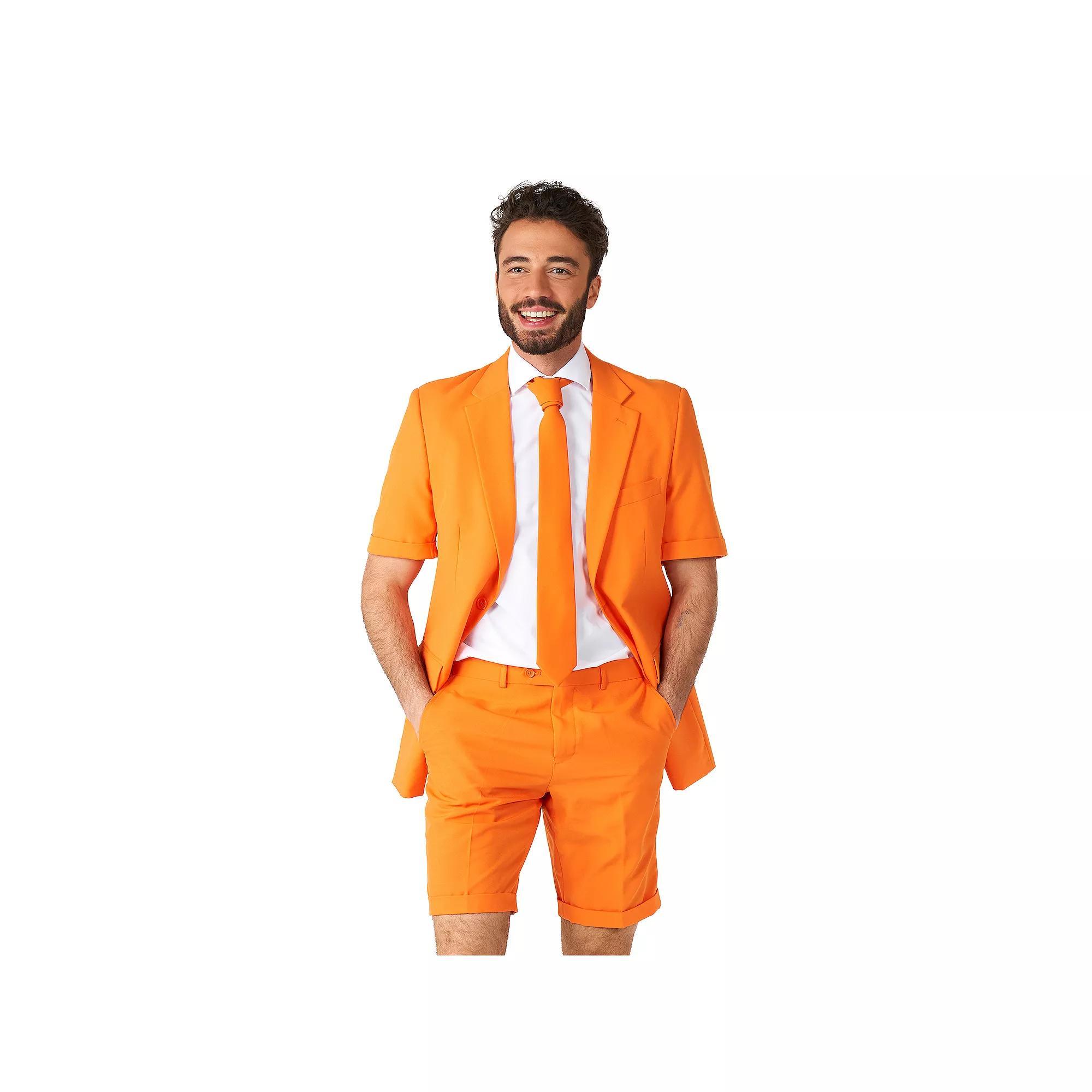 Men's OppoSuits Slim-Fit Novelty Short Sleeve Suit & Tie Set, Size: 42 - Regular, Blue Pink Product Image