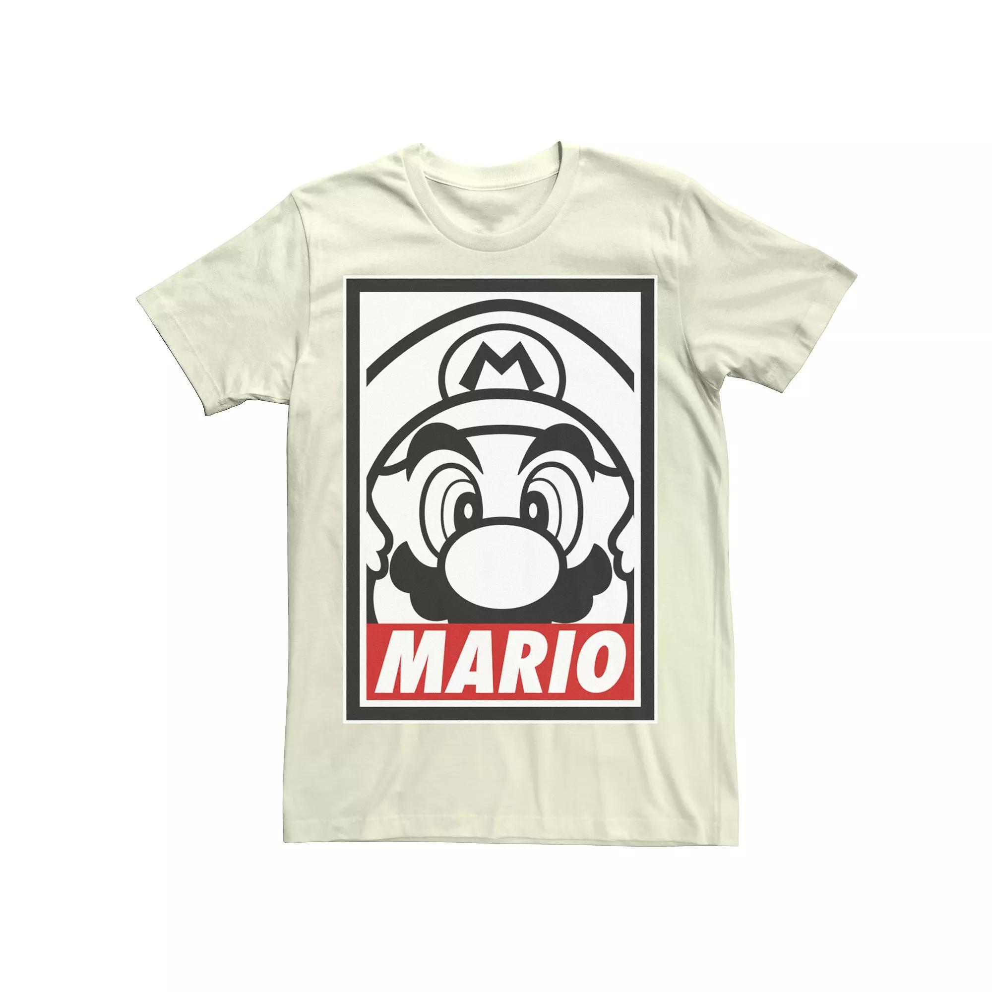 Men's Nintendo Super Mario Streetwear Sticker Graphic Tee, Size: Medium, Natural Product Image