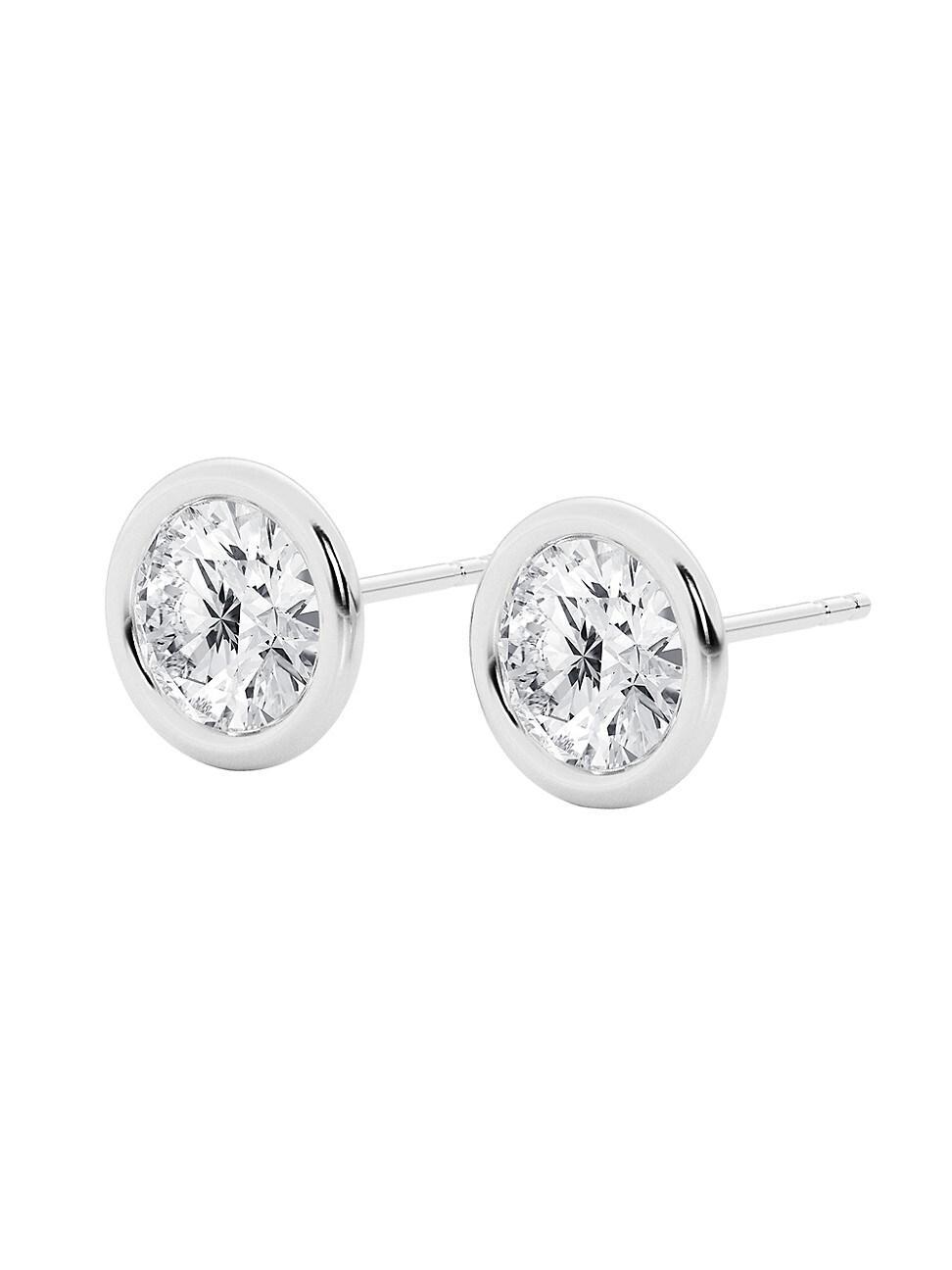 Womens 14K Gold & Diamond Bezel Stud Earrings/0.50.6.00 TCW Product Image