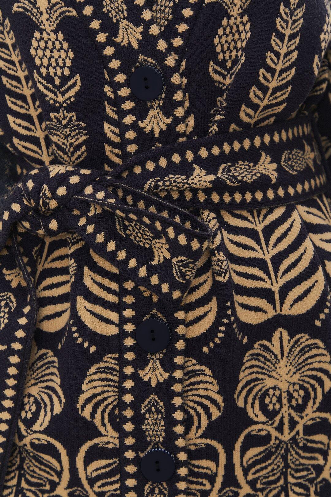 Navy Blue Ainika Tropical Splendor Knit Cardigan, AINIKA TROPICAL SPLENDOR BLUE / M Product Image