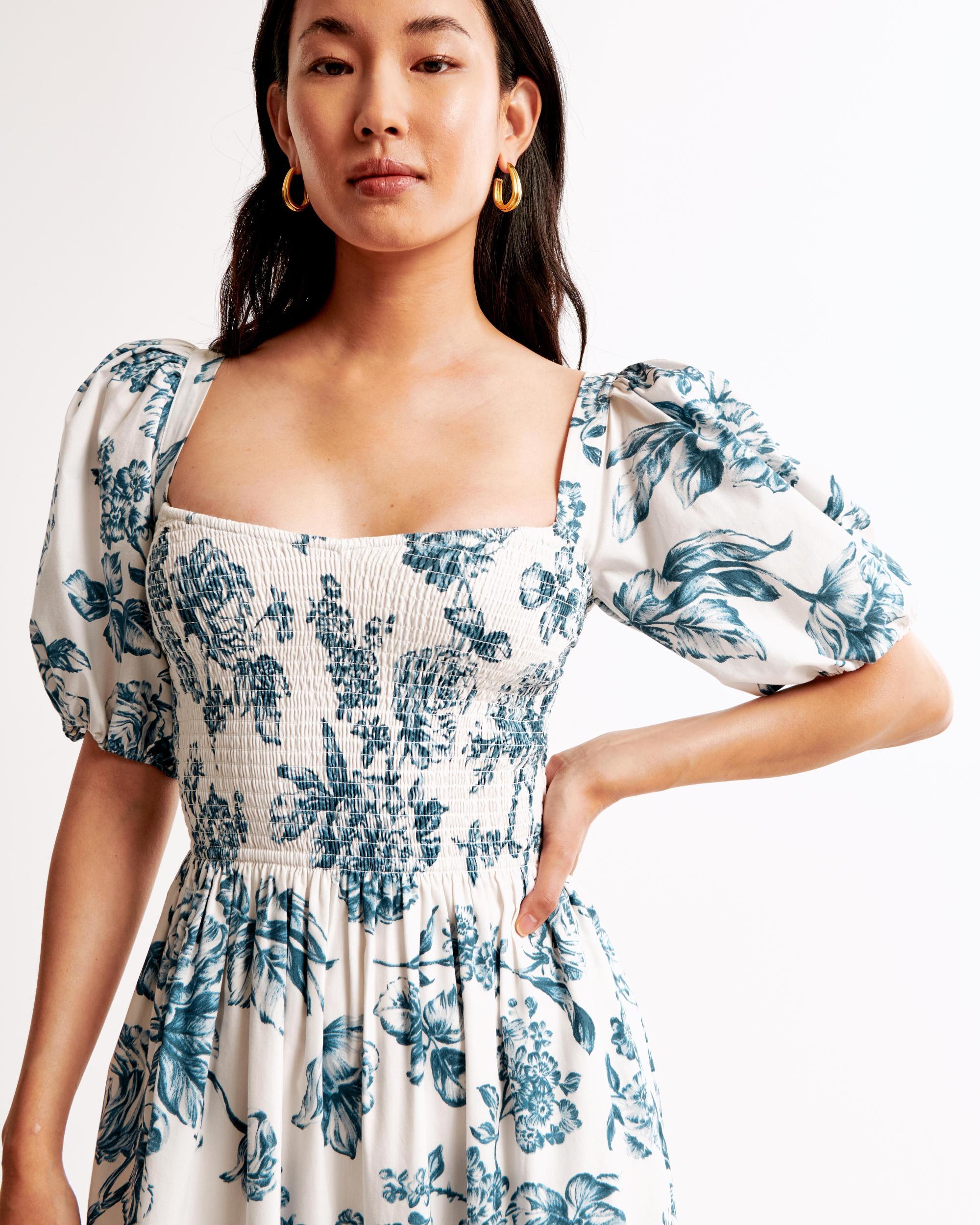 Puff Sleeve Smocked Maxi Dress Product Image