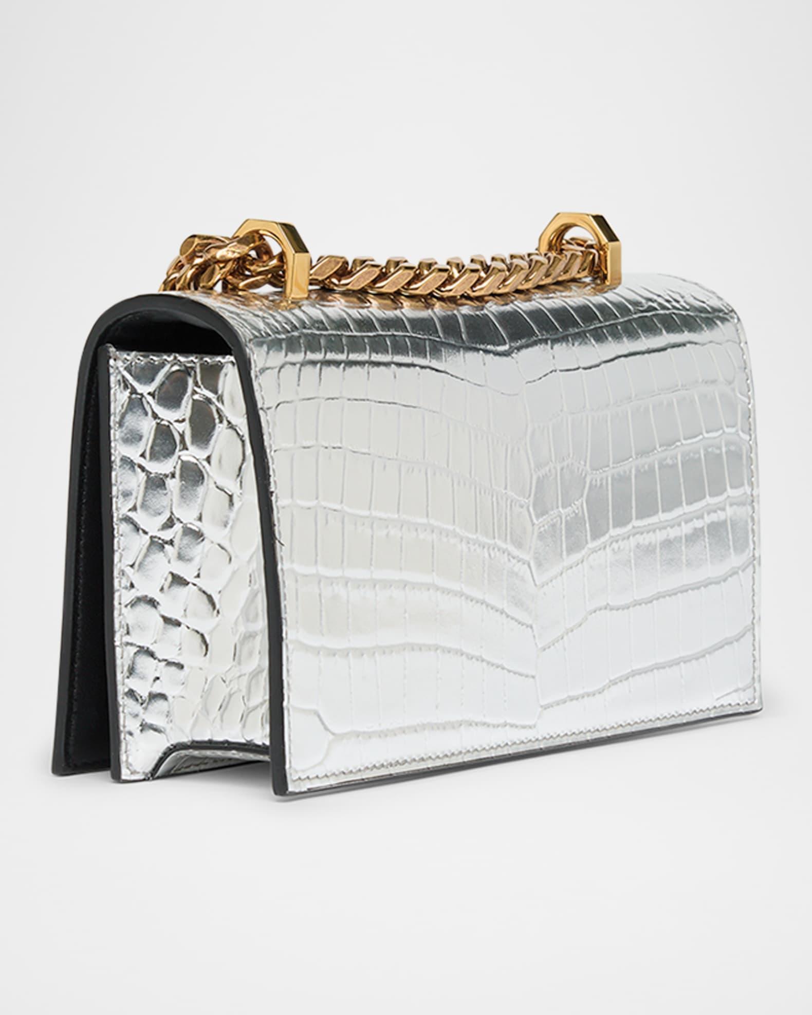 Mini Jeweled Croc-Embossed Satchel Bag Product Image