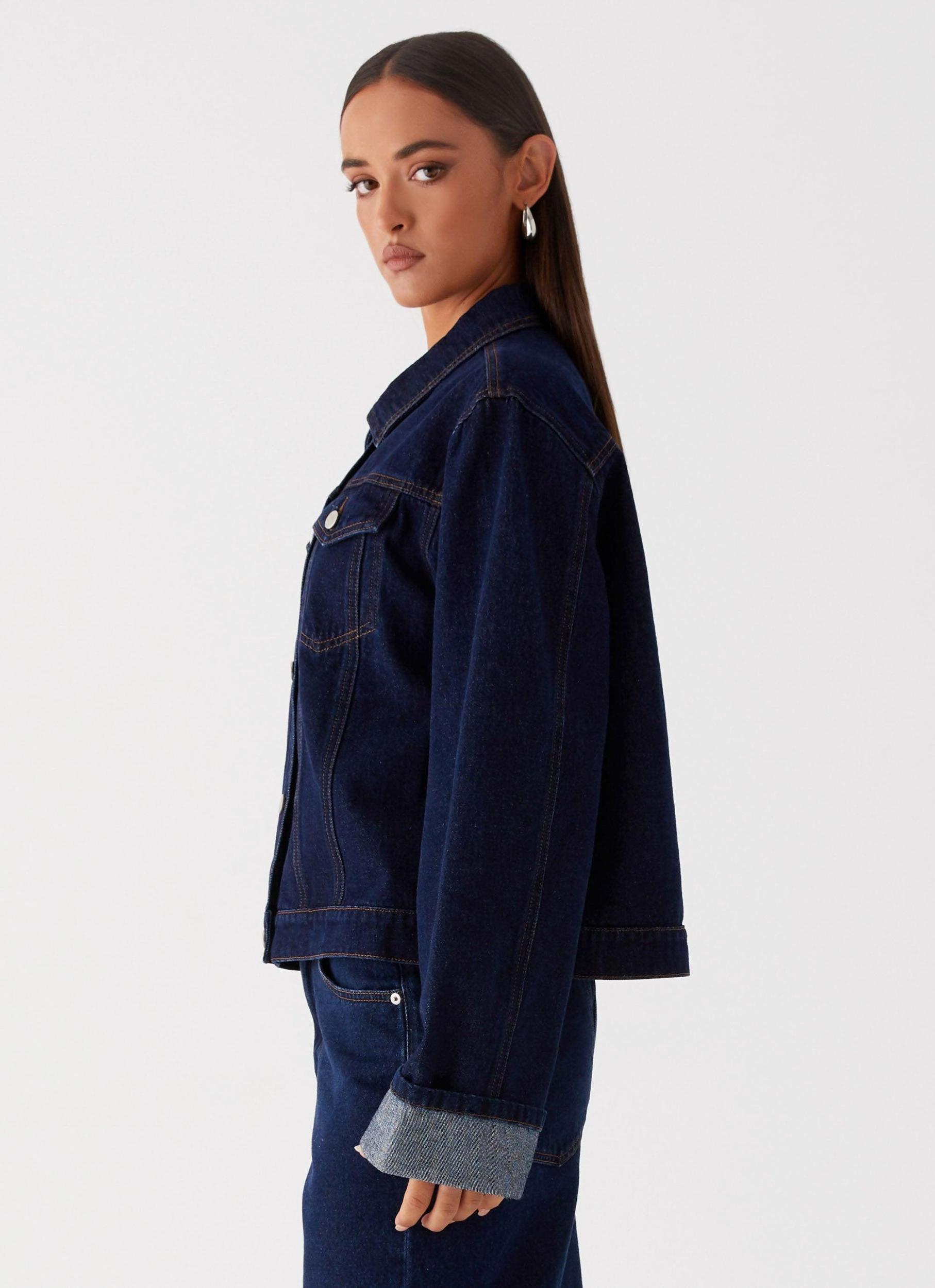 Back Again Oversized Denim Jacket - Blue Product Image