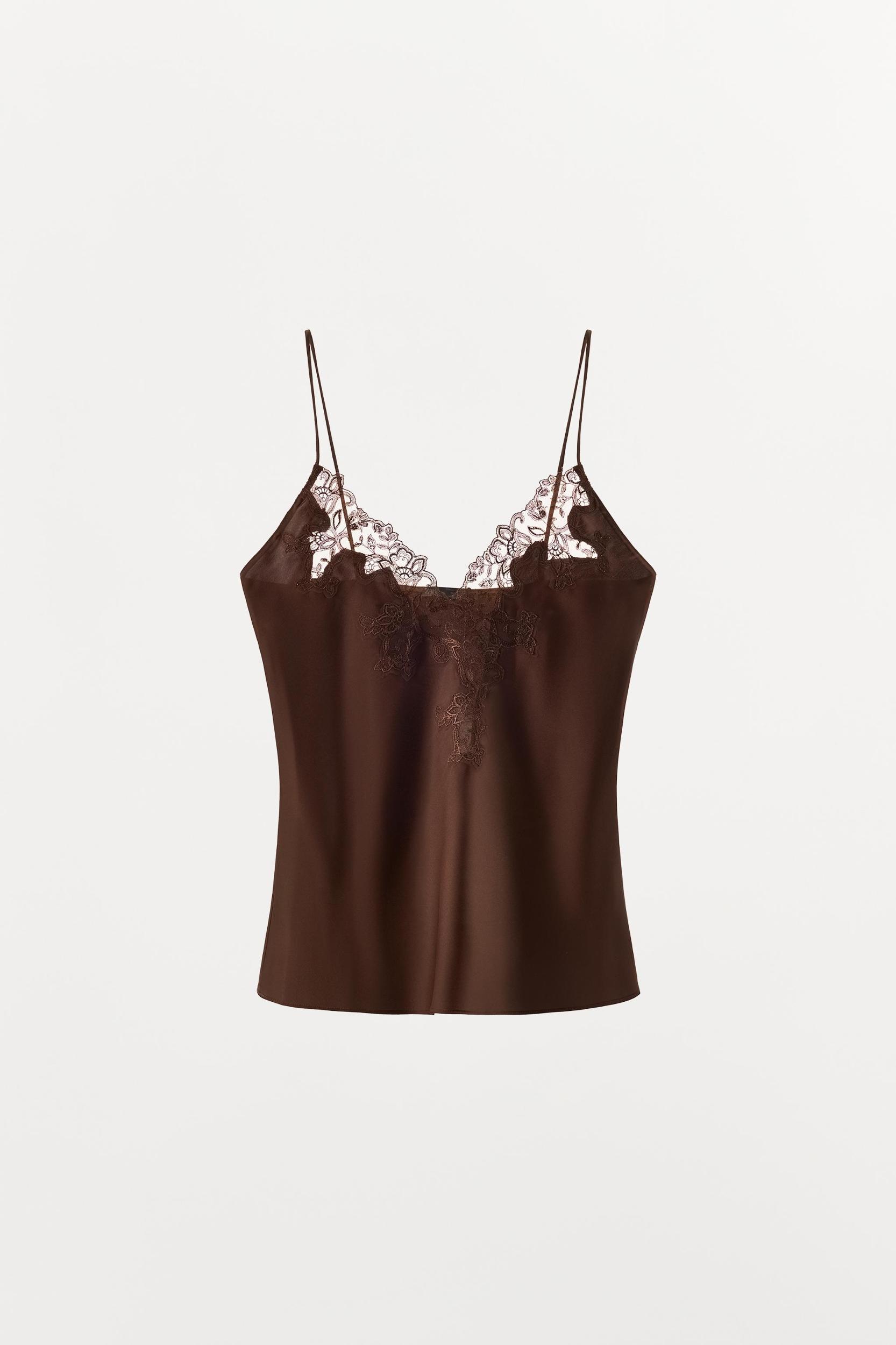 SATIN EFFECT EMBROIDERED LACE TOP Product Image