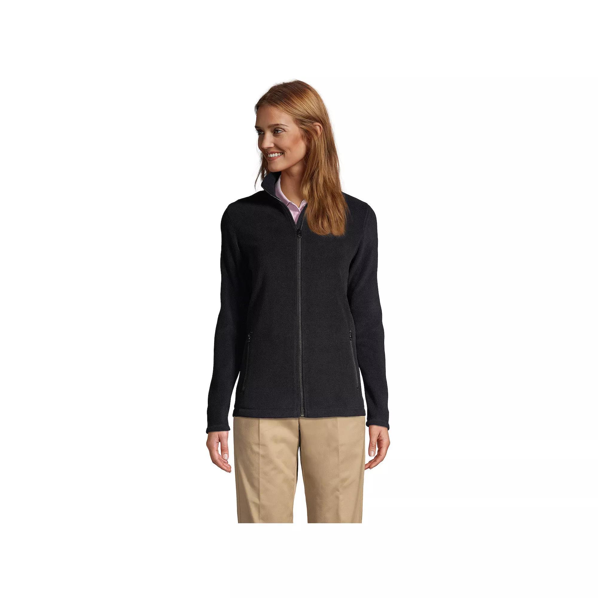 Women's Lands' End Full-Zip Long Sleeve Fleece Jacket, Size: Medium, Blue Product Image
