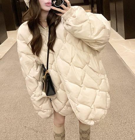 Plain Quilted Single-Breasted Coat Product Image