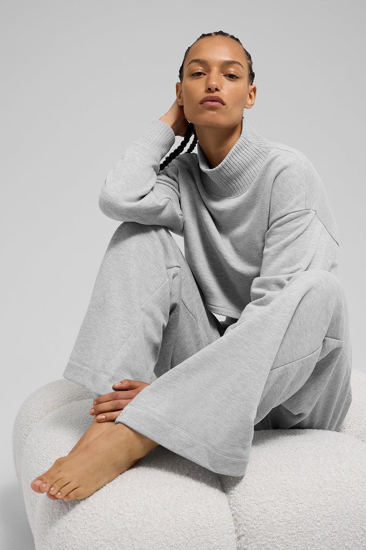 Serenity Wide Leg Sweatpant - Athletic Heather Grey Product Image