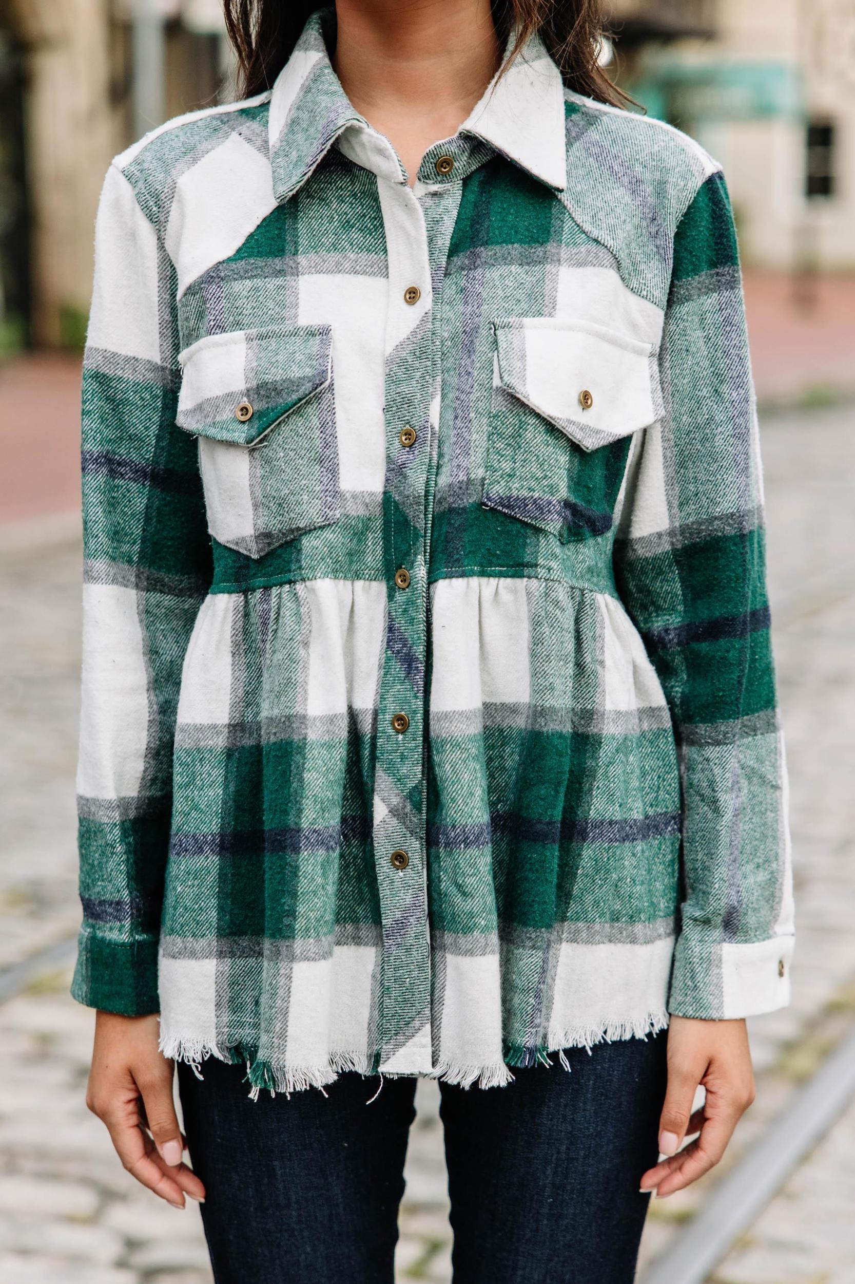 Make Your Own Choices Green Plaid Top Female Product Image