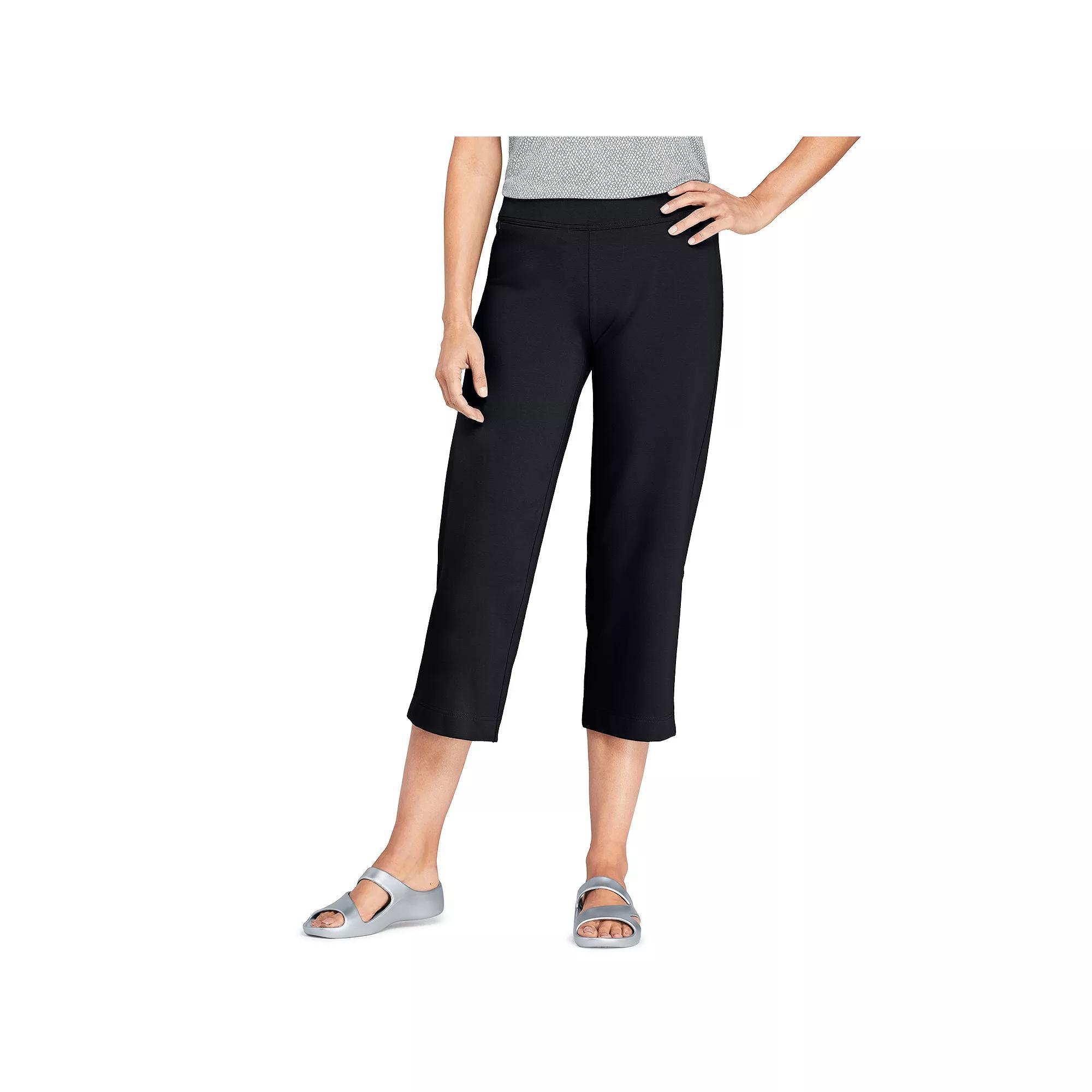 Women's Lands' End Starfish Straight-Leg Pull-On Crop Pants, Size: Small Tall, Black Product Image