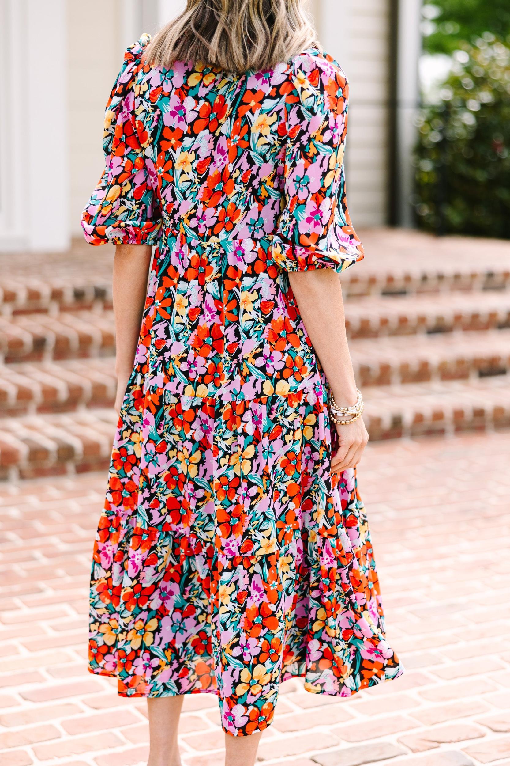 Looking For You Violet Purple Ditsy Floral Midi Dress Female Product Image