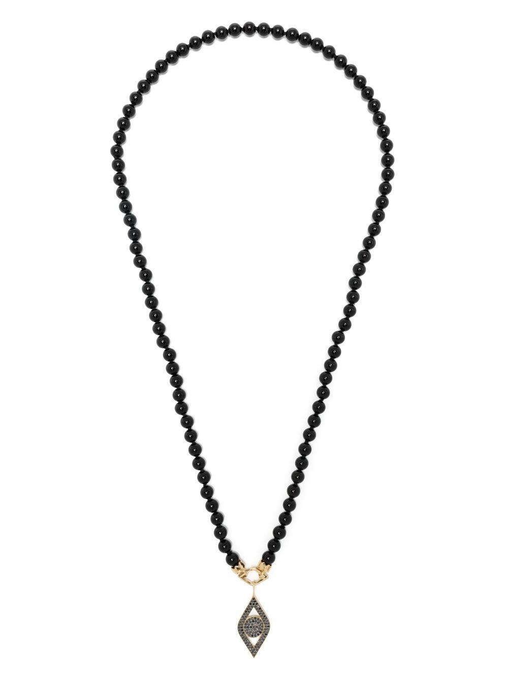 SYDNEY EVAN Evil Eye Beaded Necklace In Black Product Image