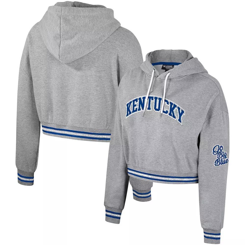 Women's The Wild Collective Heather Gray Kentucky Wildcats Cropped Shimmer Pullover Hoodie, Size: Large, Grey Product Image