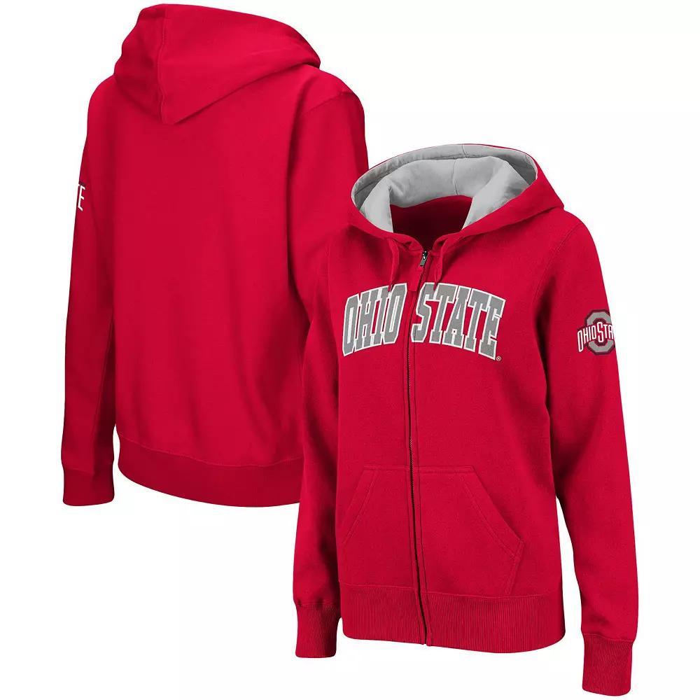 Women's Scarlet Ohio State Buckeyes Arched Name Full-Zip Hoodie, Size: Large, Red Product Image
