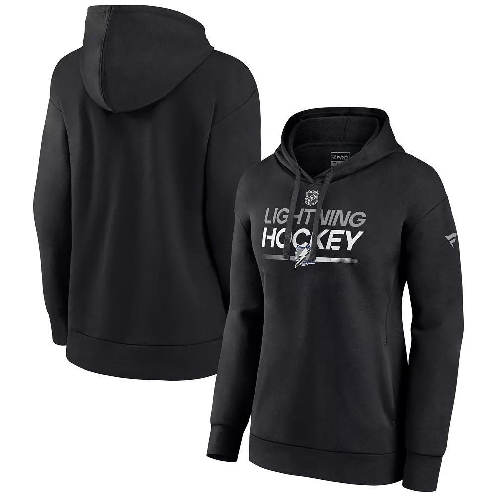 Women's Fanatics Black Tampa Bay Lightning Authentic Pro Alternate Wordmark Fleece Pullover Hoodie, Size: Large, Lgh Black Product Image