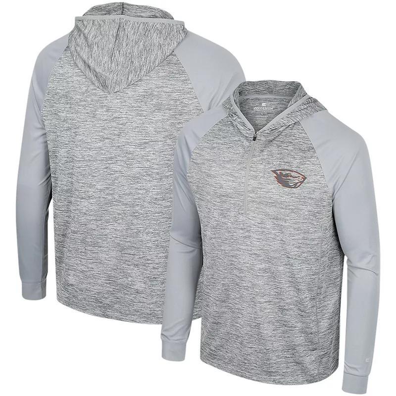 Men's Colosseum Gray Oregon State Beavers Cybernetic Raglan Quarter-Zip Hooded Top, Size: XL, Grey Product Image