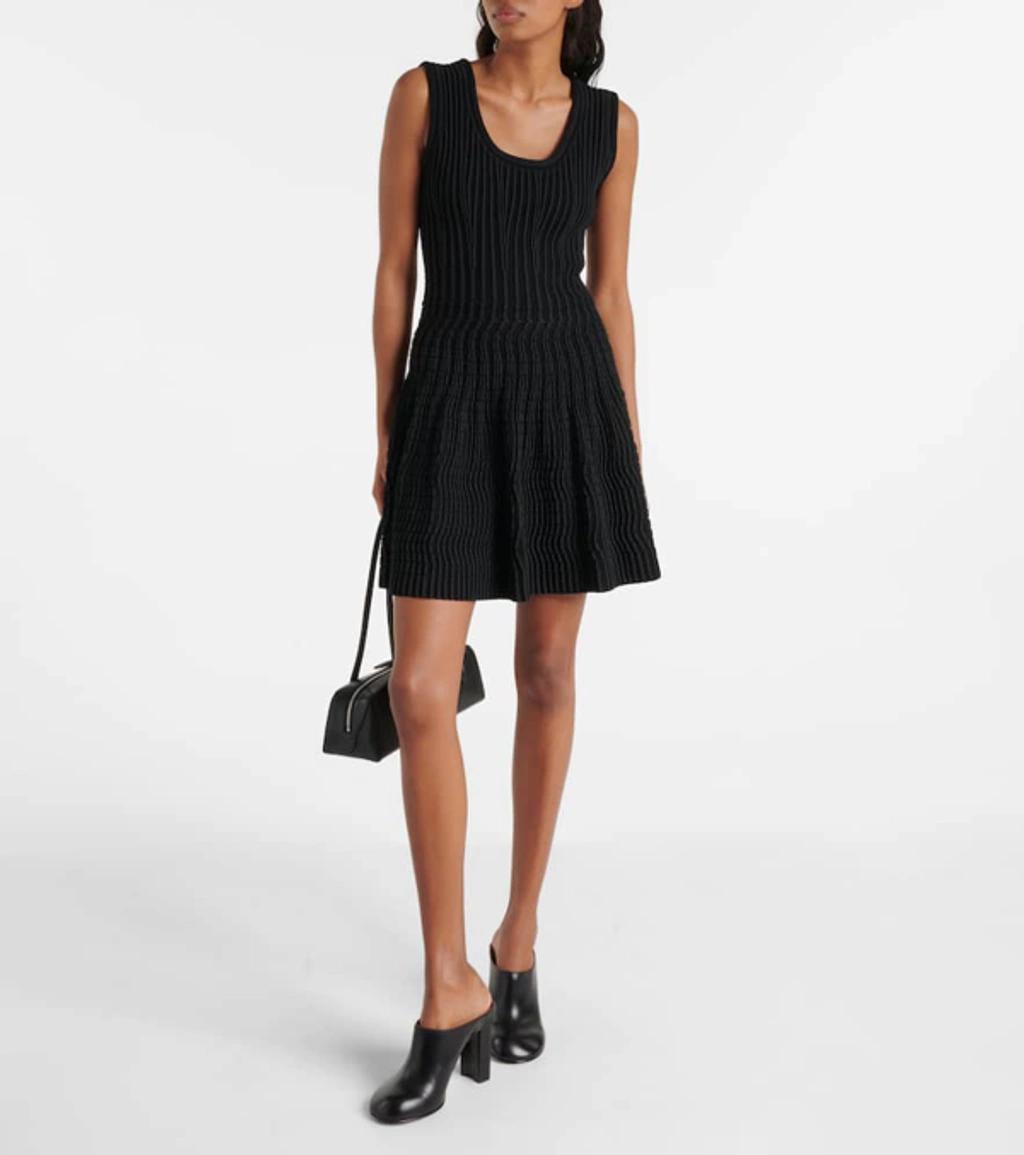 ALAÏA Pointelle Minidress In Black Product Image