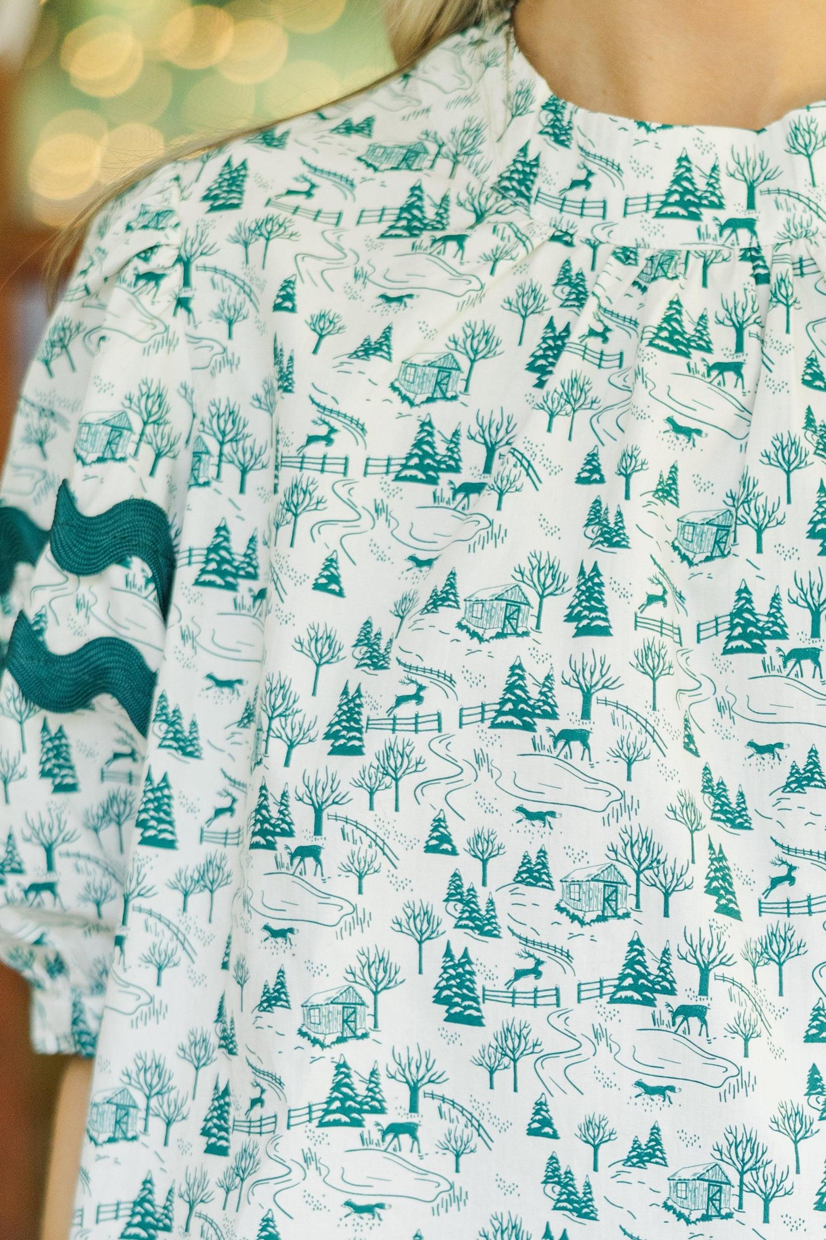 Jump At The Chance Emerald Green Toile Blouse Female Product Image