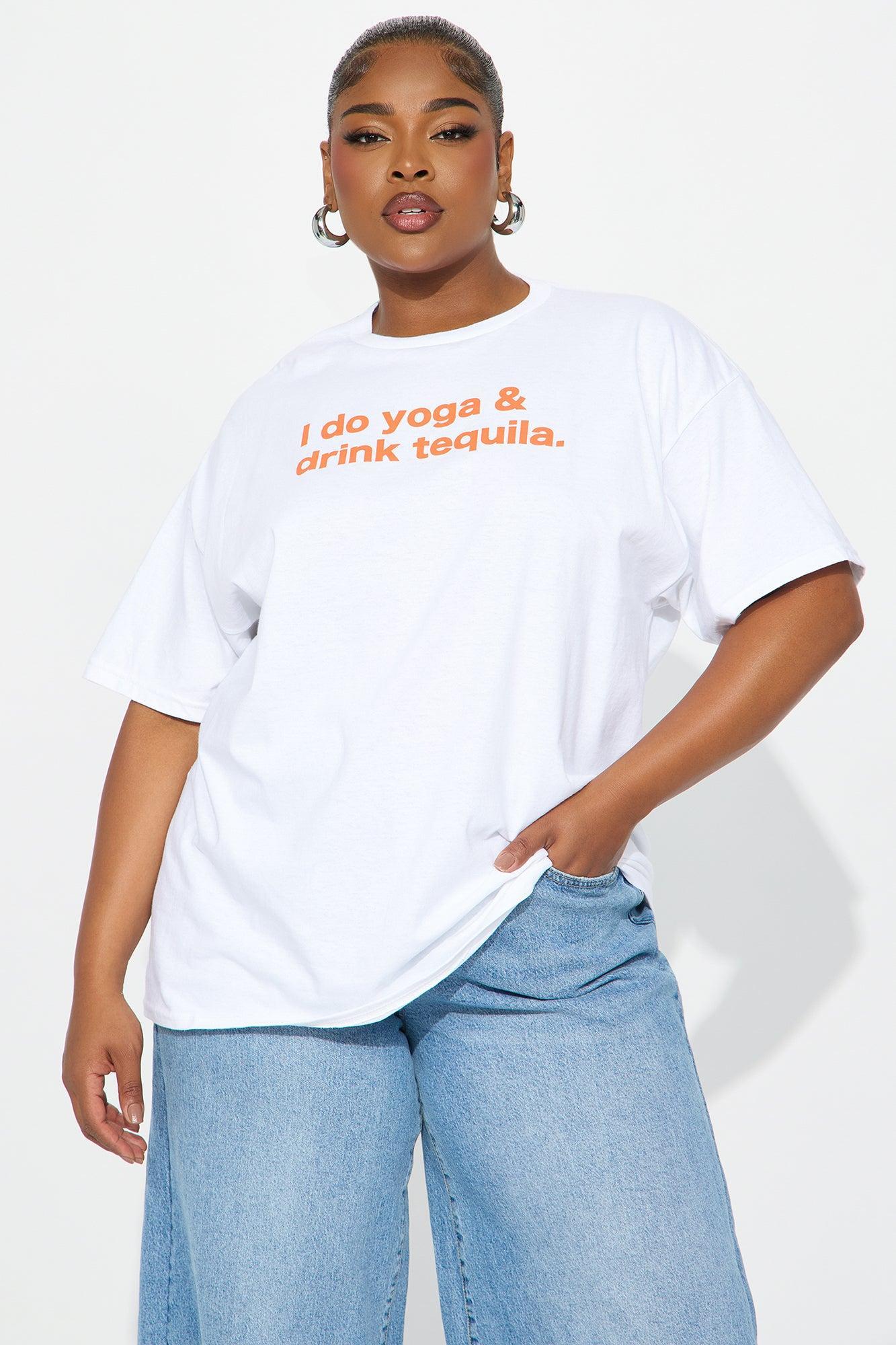 Do Yoga & Drink Tequila Oversized Tee - White Product Image