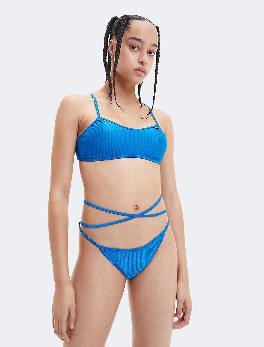 CK Monogram Rib Bralette Bikini Top Product Image