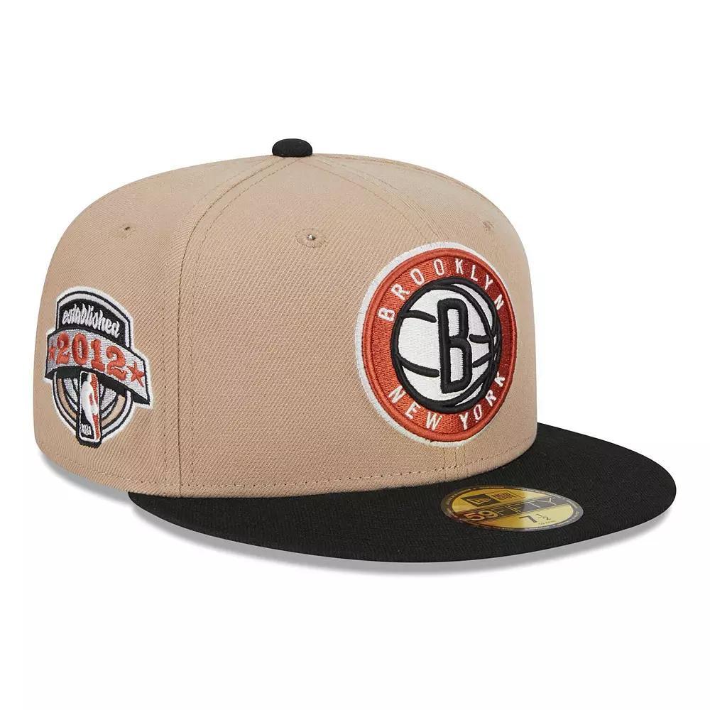 Men's New Era Tan/Black Burnt Orange Logo 2-Tone 59FIFTY Fitted Hat, Size: 7, Team Product Image