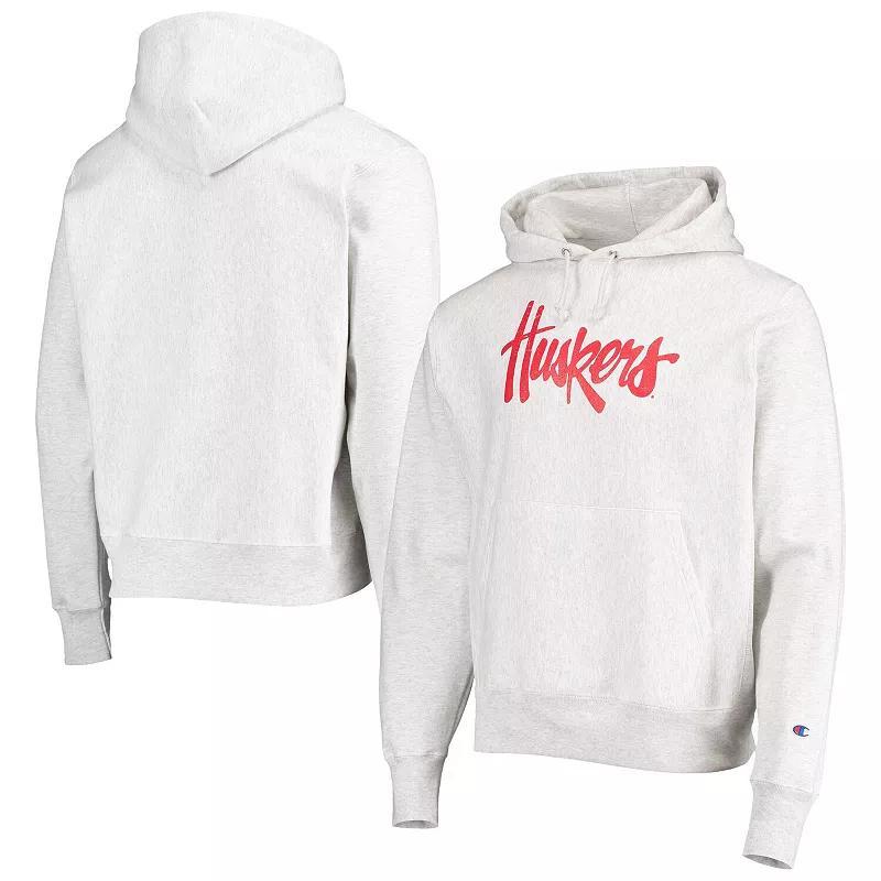 Men's Champion Heathered Gray Nebraska Huskers Team Vault Logo Reverse Weave Pullover Hoodie, Size: Large, Grey Product Image