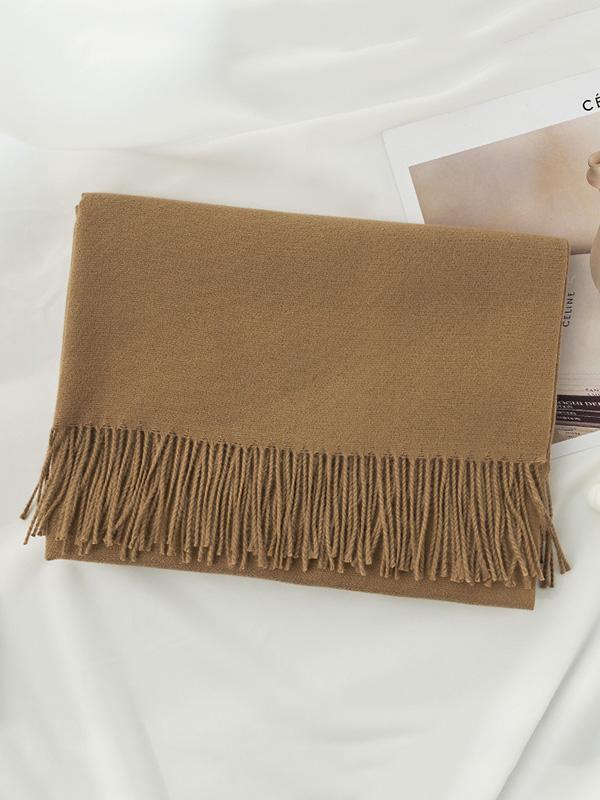 Keep Warm Solid Color Tasseled Shawl&Scarf Product Image