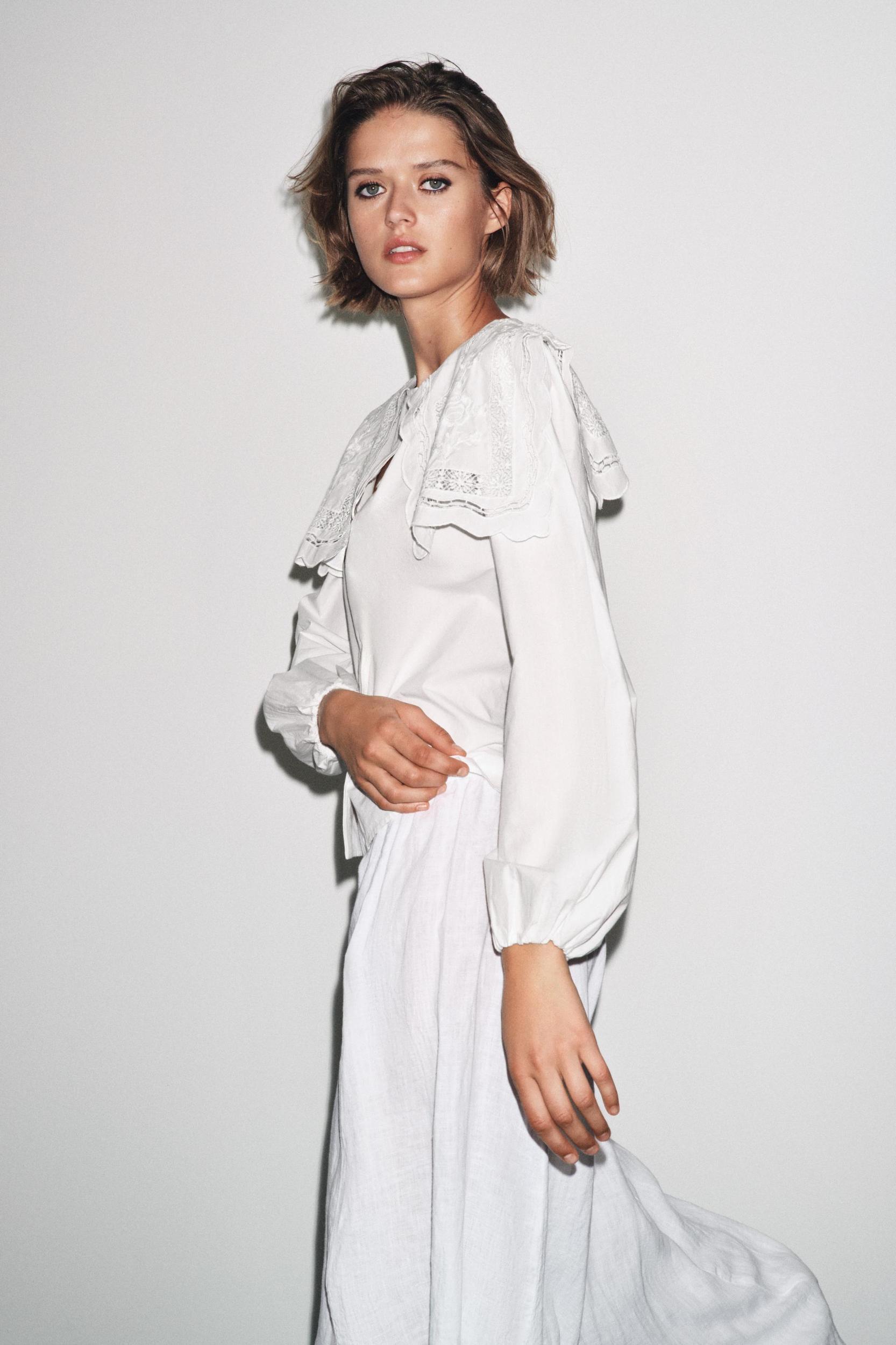 ZW COLLECTION EMBROIDERED COLLAR POPLIN SHIRT Product Image