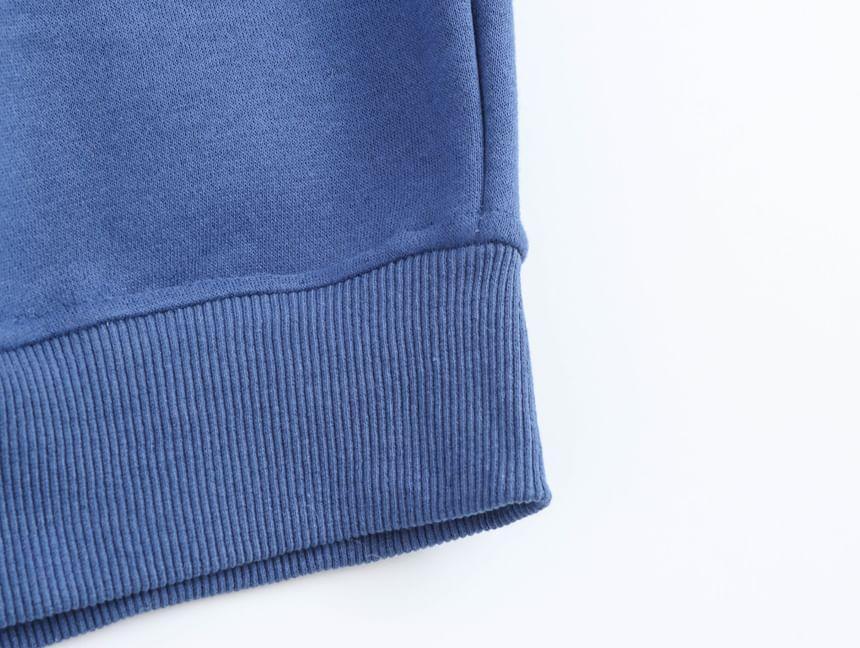 Stand Collar Numbering Lettering Print Half Zip Pullover Product Image