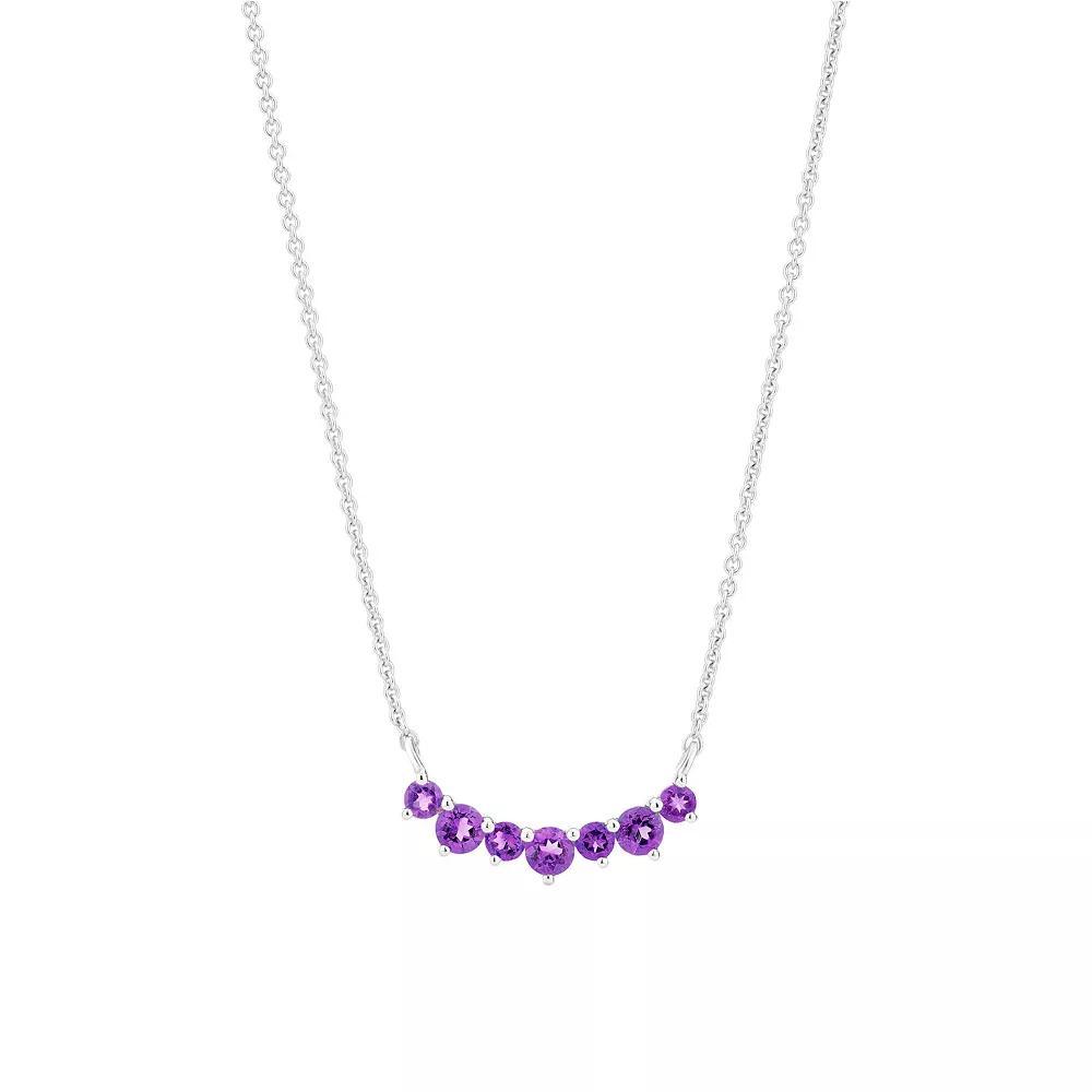 Gemistry 14k White Gold 7-Stone Amethyst Necklace, Women's, Size: 18" Product Image