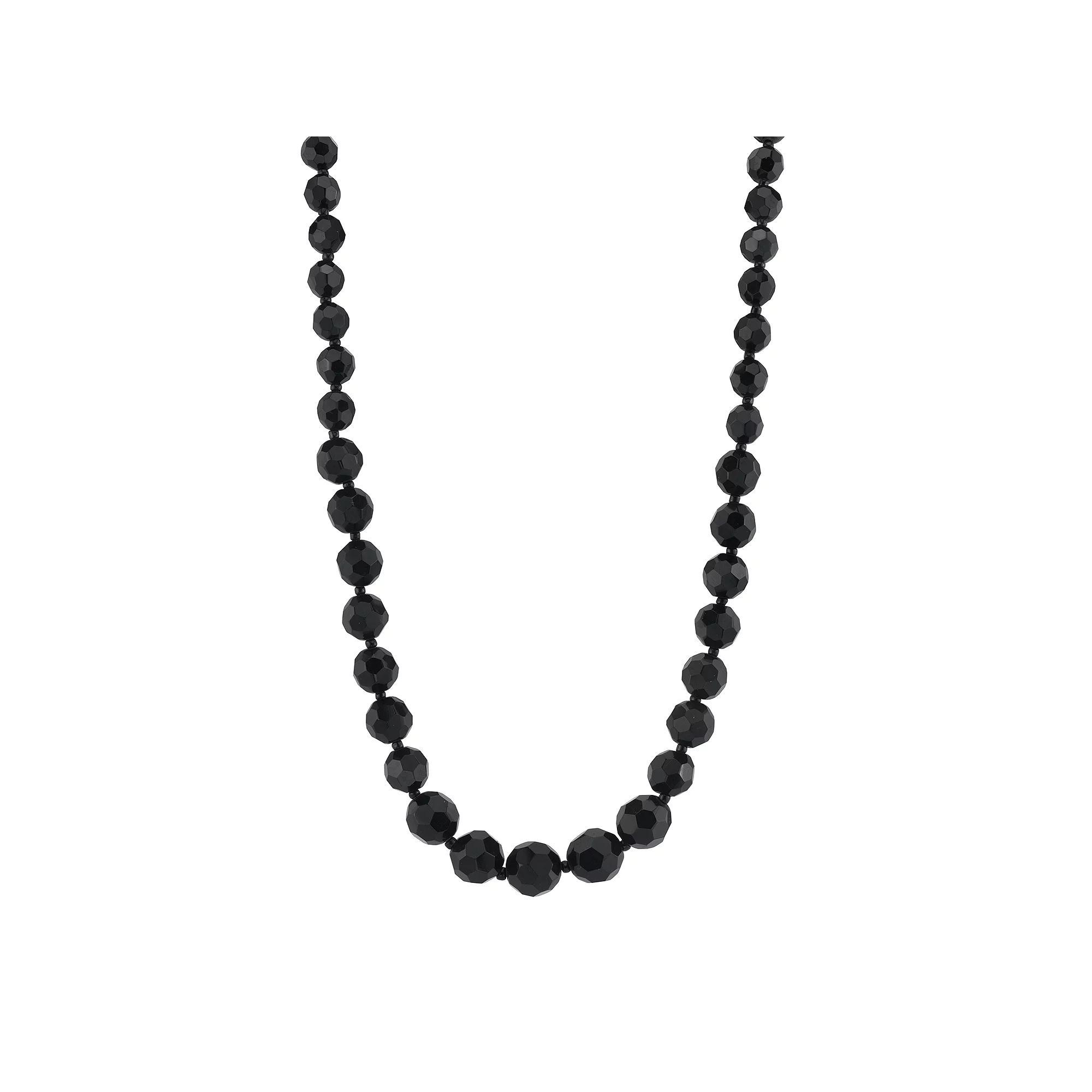 1928 Black Bead Necklace, Women's, Size: 15 Product Image