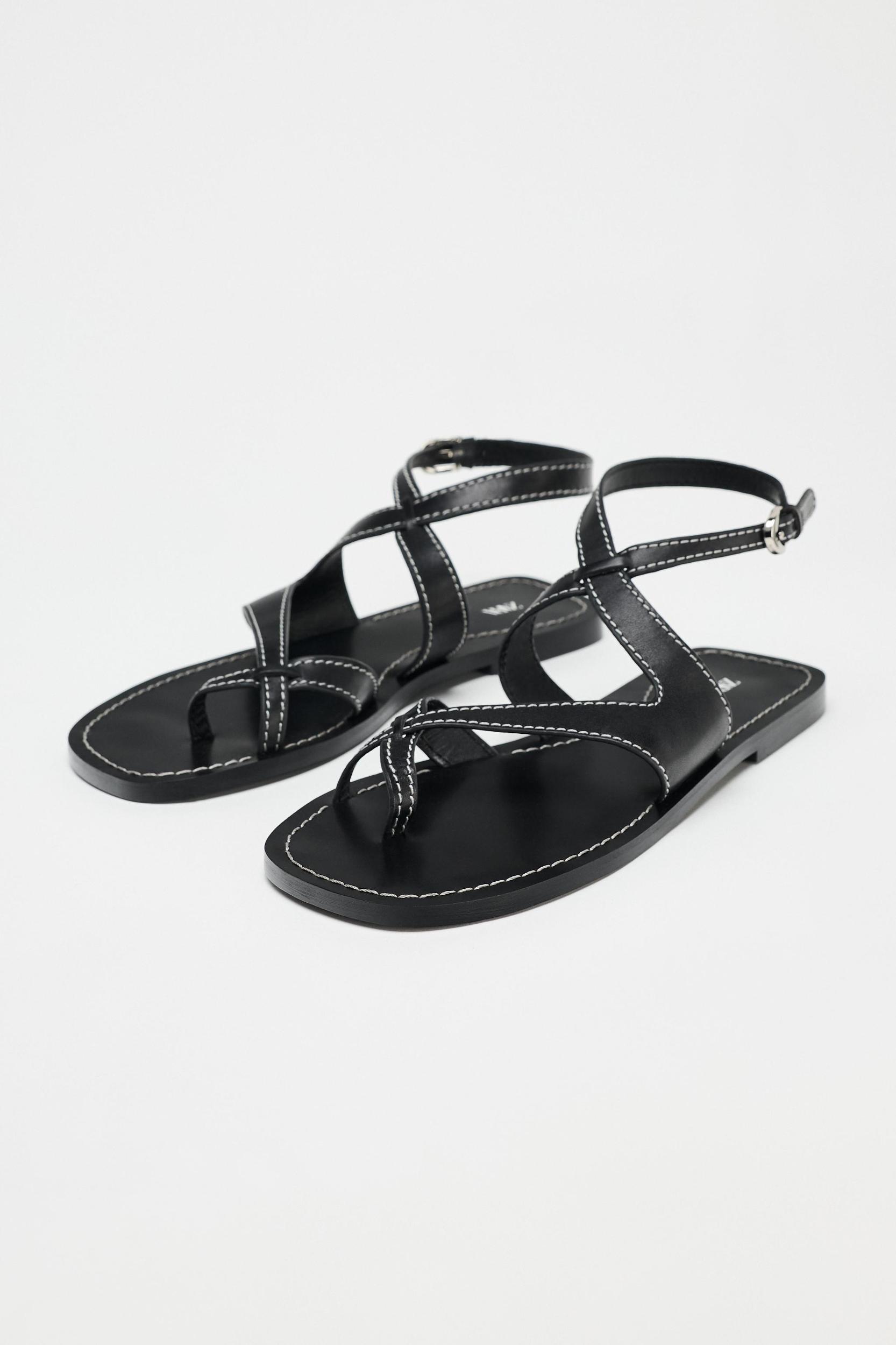 LEATHER STRAPPY SANDALS Product Image