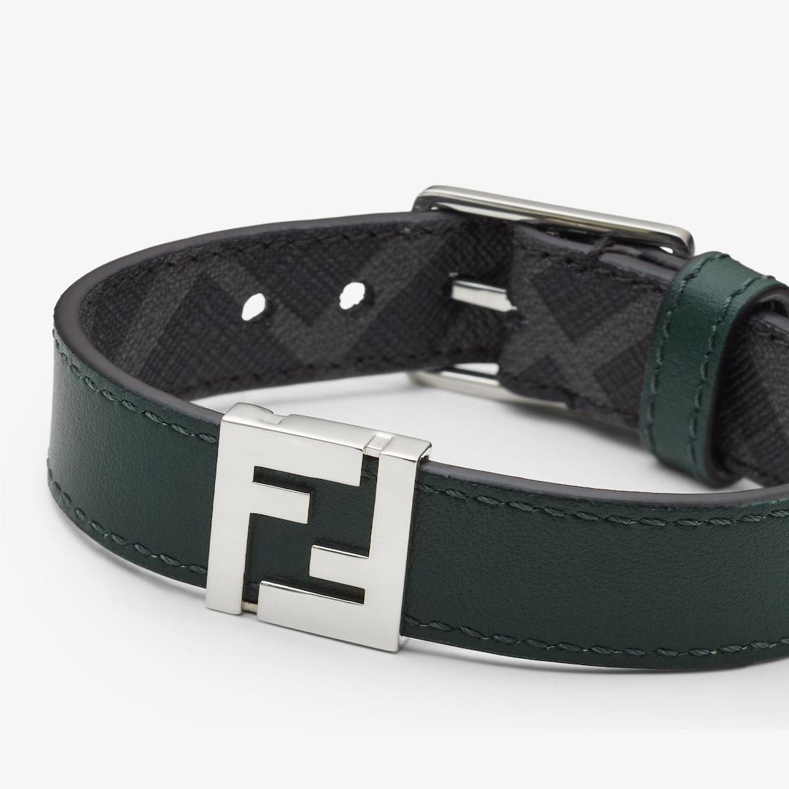 FF Bracelet Black FF Canvas and dark green leather bracelet Product Image