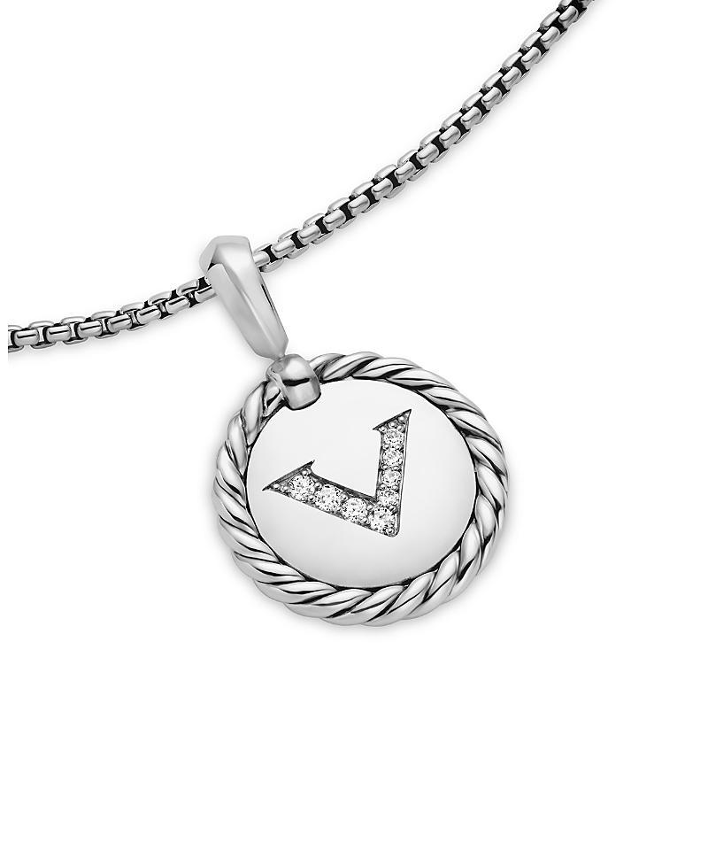 David Yurman Sterling Silver Cable Collectibles Initial Charm Necklace with Diamonds, 18 Product Image