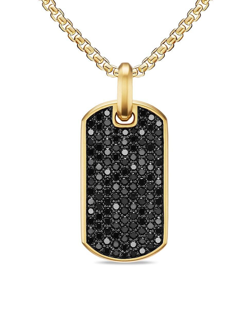 Mens Chevron Tag Enhancer with Black Diamonds in 18K Yellow Gold, 35mm Product Image
