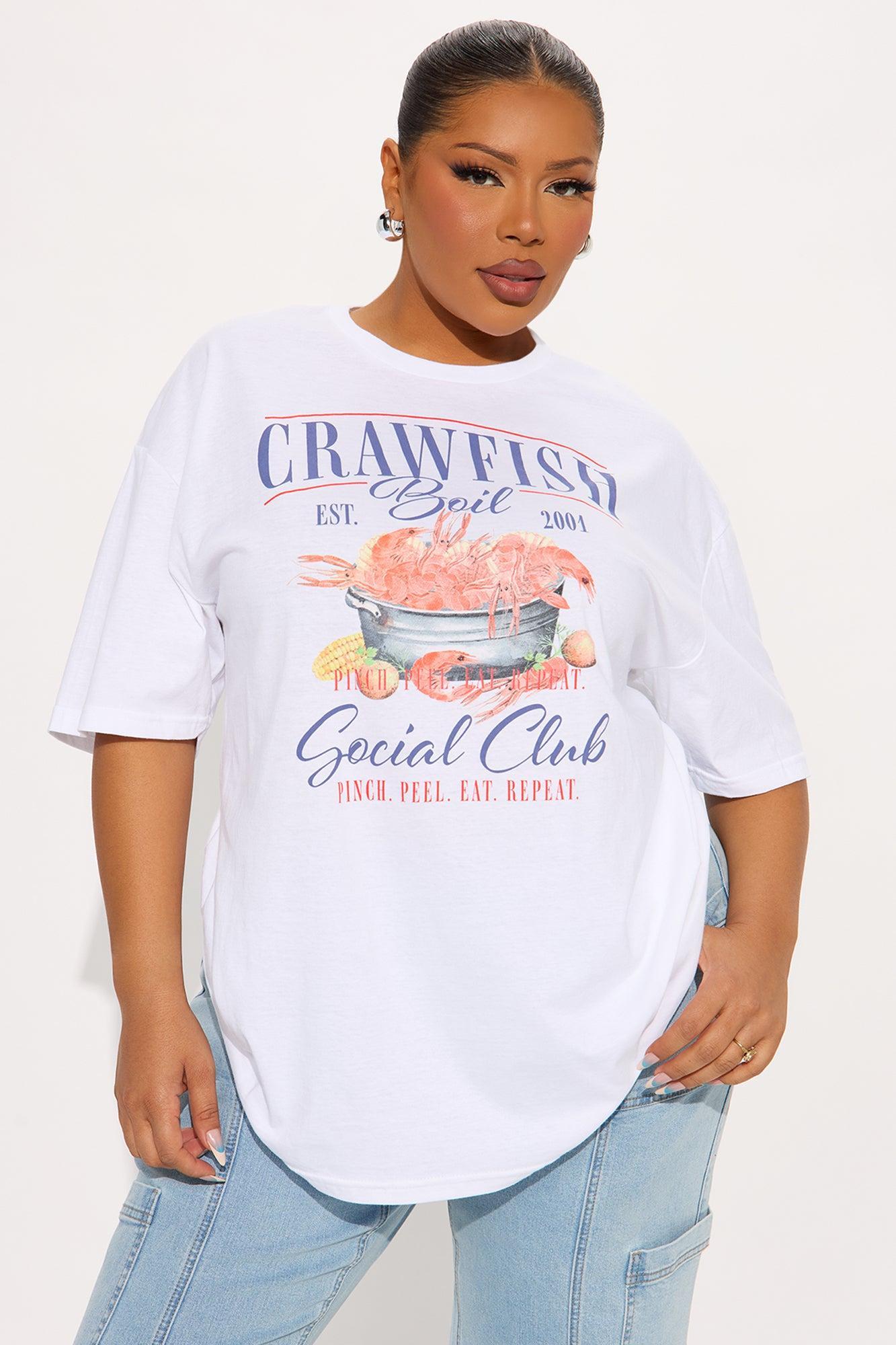 Crawfish Social Club Oversized Tee - White Female Product Image