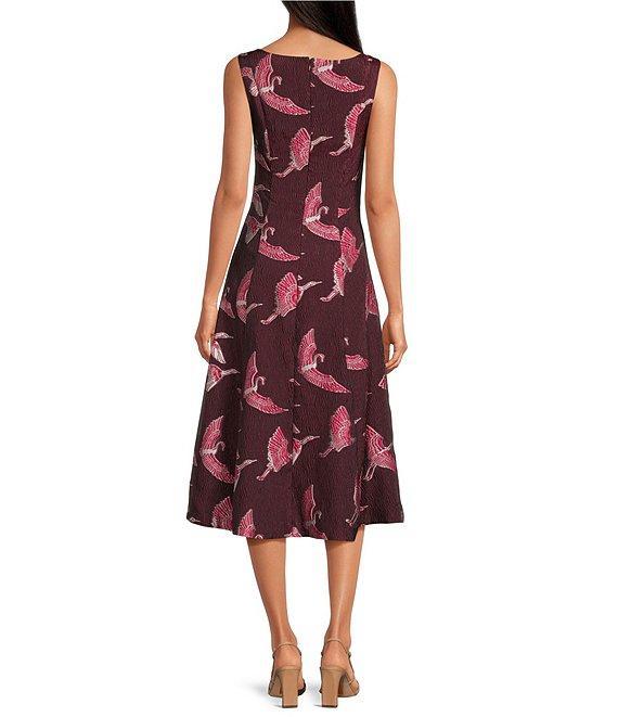 Trina Turk Valor Printed Jacquard Square Neck Sleeveless A-Line Midi Dress Product Image